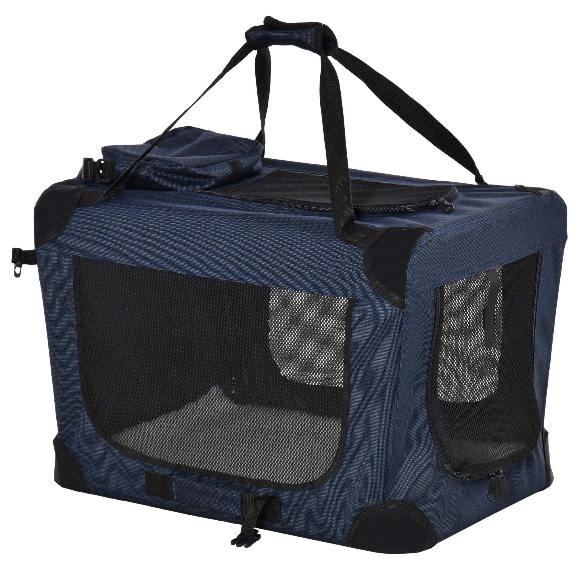 PawHut Folding Pet Carrier Bag House W/ Cushion Storage - Dark Blue 60x41.5x41cm  | TJ Hughes