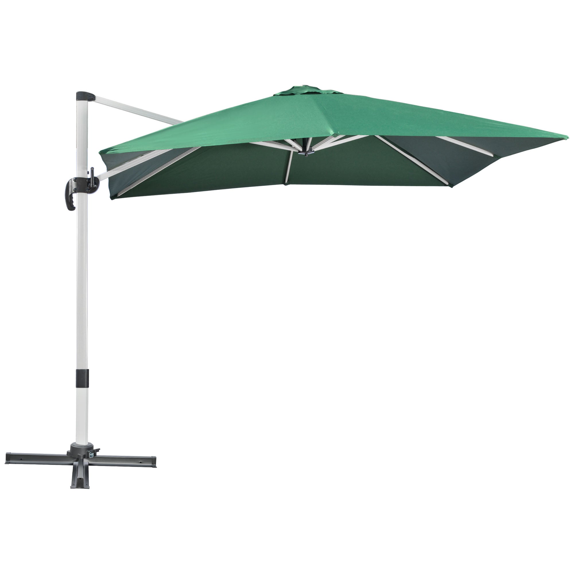 Outsunny 3 x 3(m) Cantilever Roma Parasol Garden Umbrella with Cross Base Green  | TJ Hughes