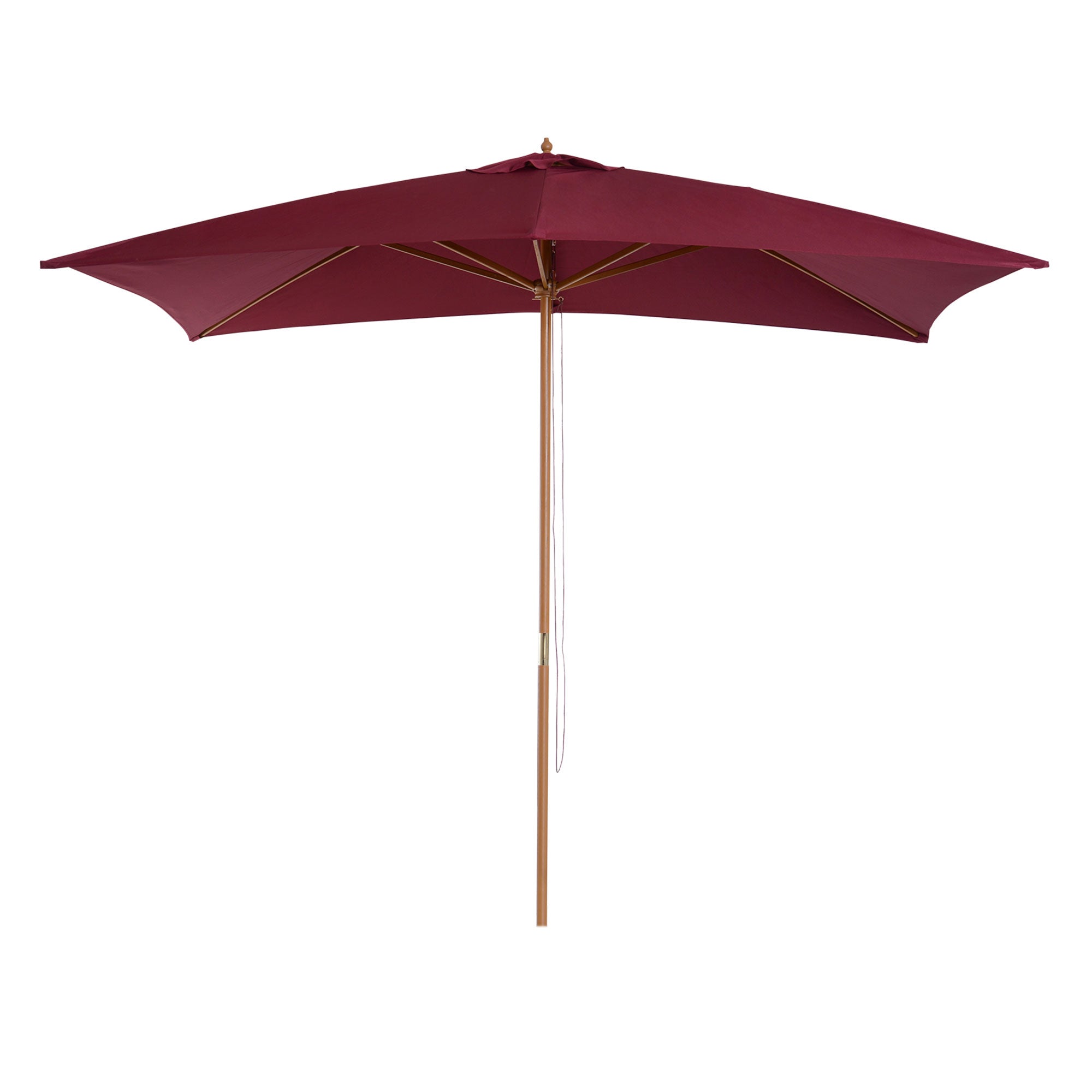Outsunny Wooden Garden Parasol Sun Shade Patio Umbrella Canopy Wine Red  | TJ Hughes