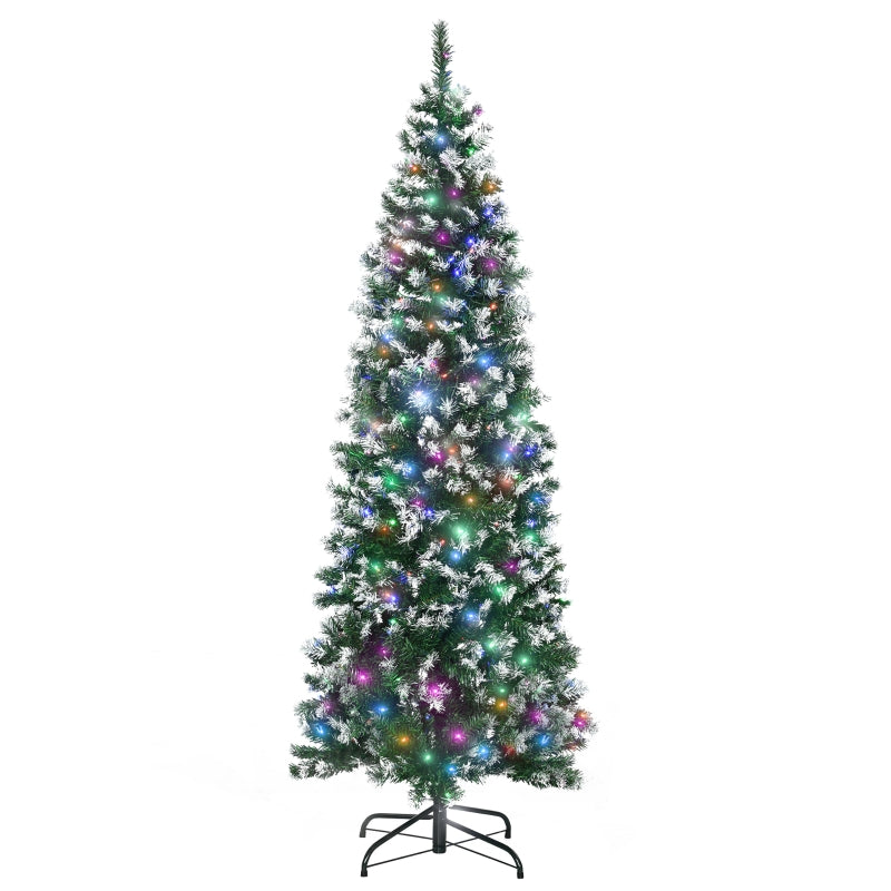 HOMCOM Christmas Tree Slim 6’ with 300 Multi Coloured LED Lights  | TJ Hughes