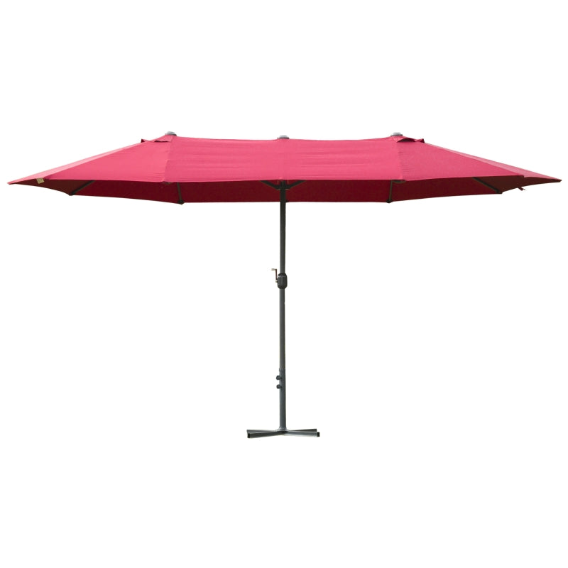 Oasis 4.6 m Double Sided Umbrella Parasol with Cross Base - Red - Oasis Outdoor  | TJ Hughes