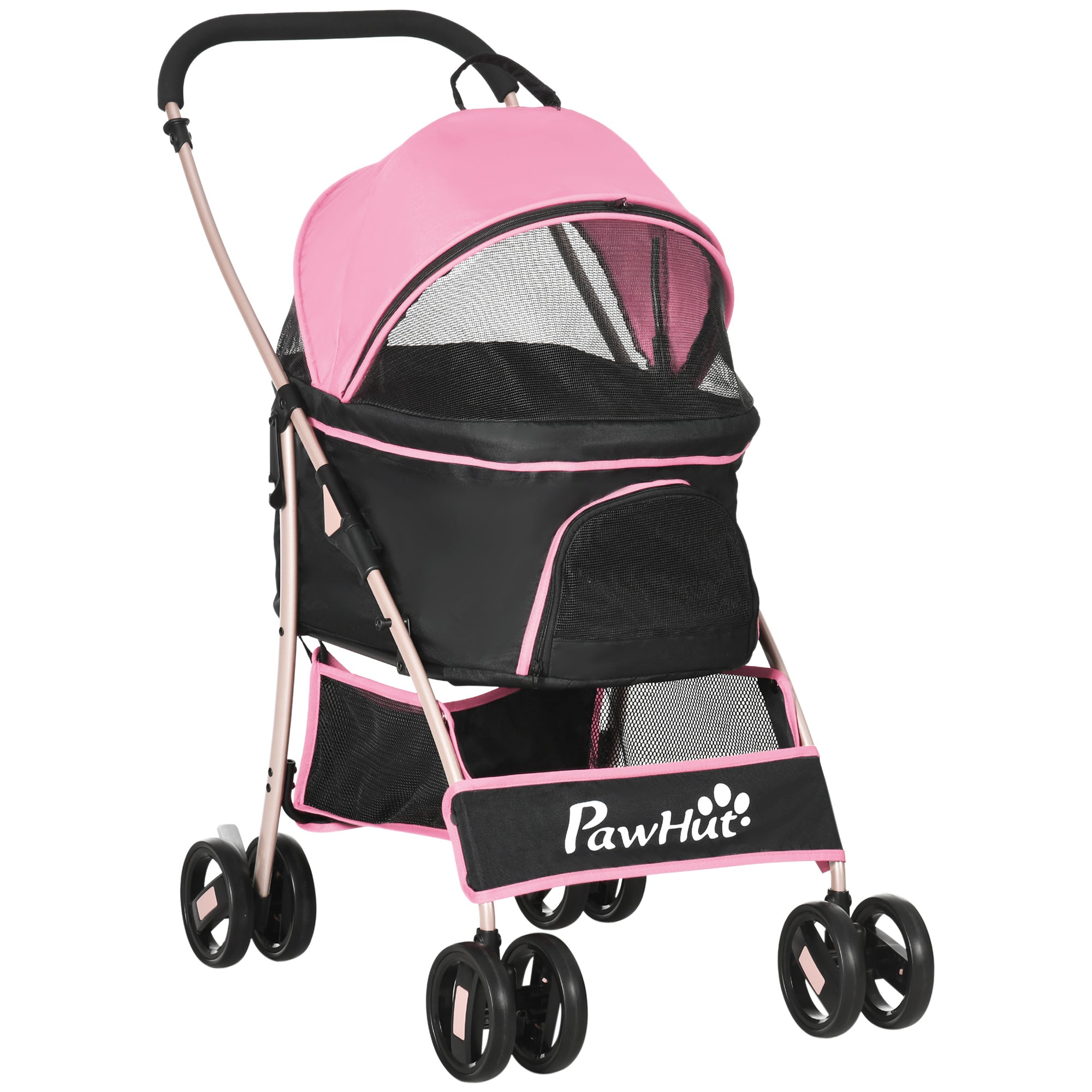 PawHut 3 In 1 Pet Stroller - Detachable Dog Cat Travel Carriage - Pink  | TJ Hughes