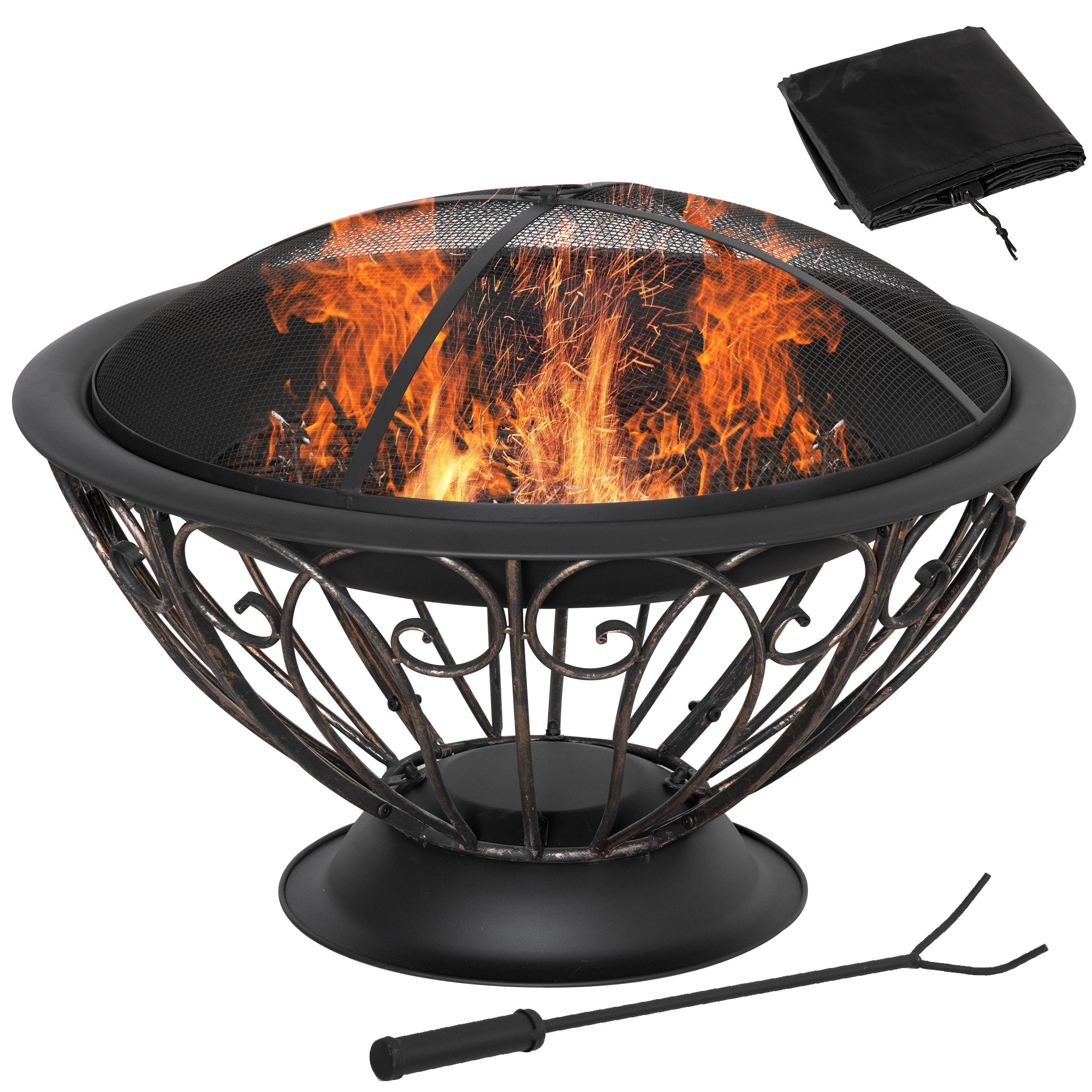 Outsunny Fire Pit Metal Fire Bowl Fireplace Patio Heater for Garden - Backyard  | TJ Hughes