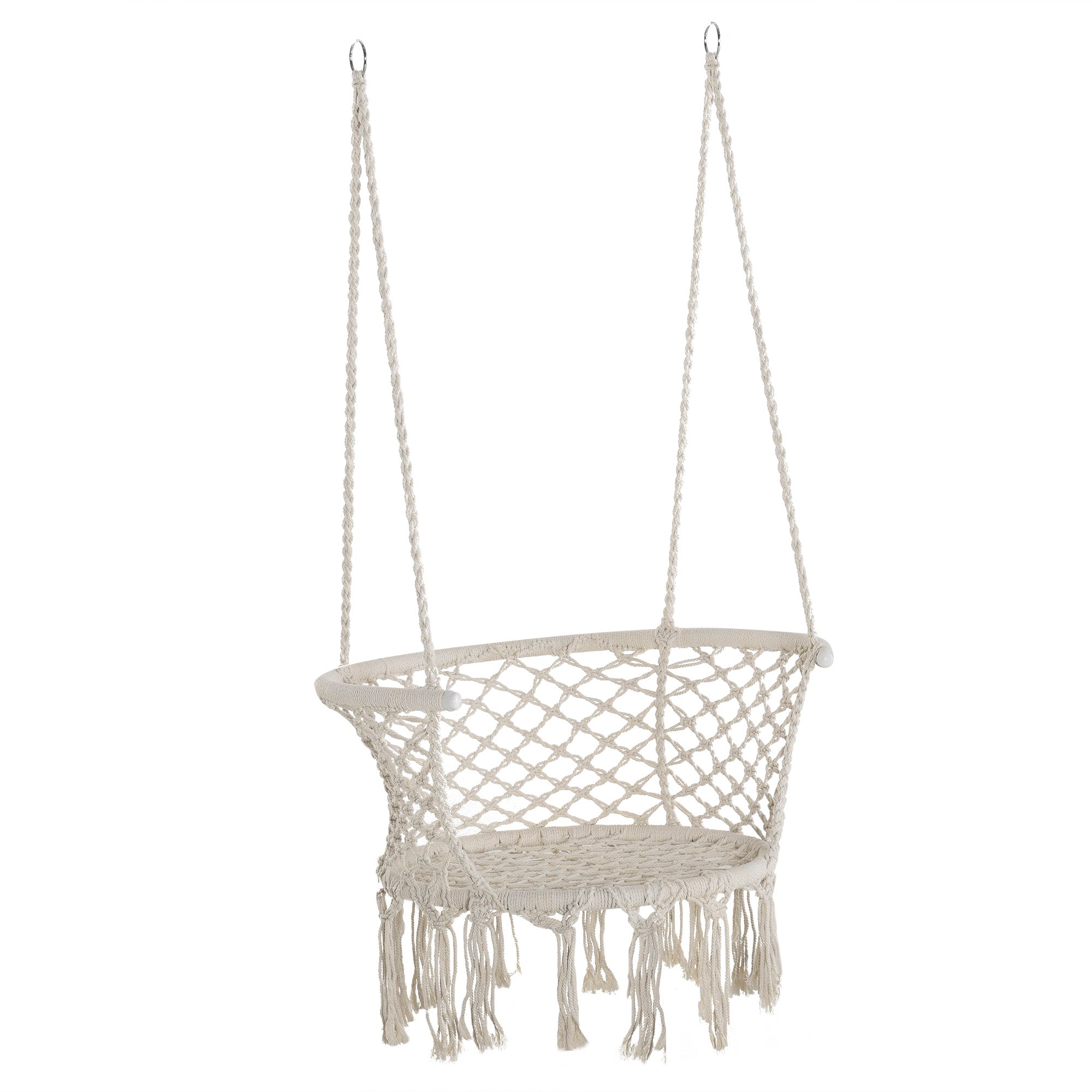 Outsunny Hanging Hammock Chair Macrame Seat for Outdoor Patio Garden Cream White  | TJ Hughes