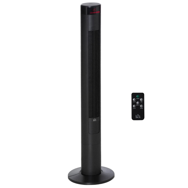 HOMCOM Tower Fan 46" Oscillating with Remote Control 117cm - Black  | TJ Hughes