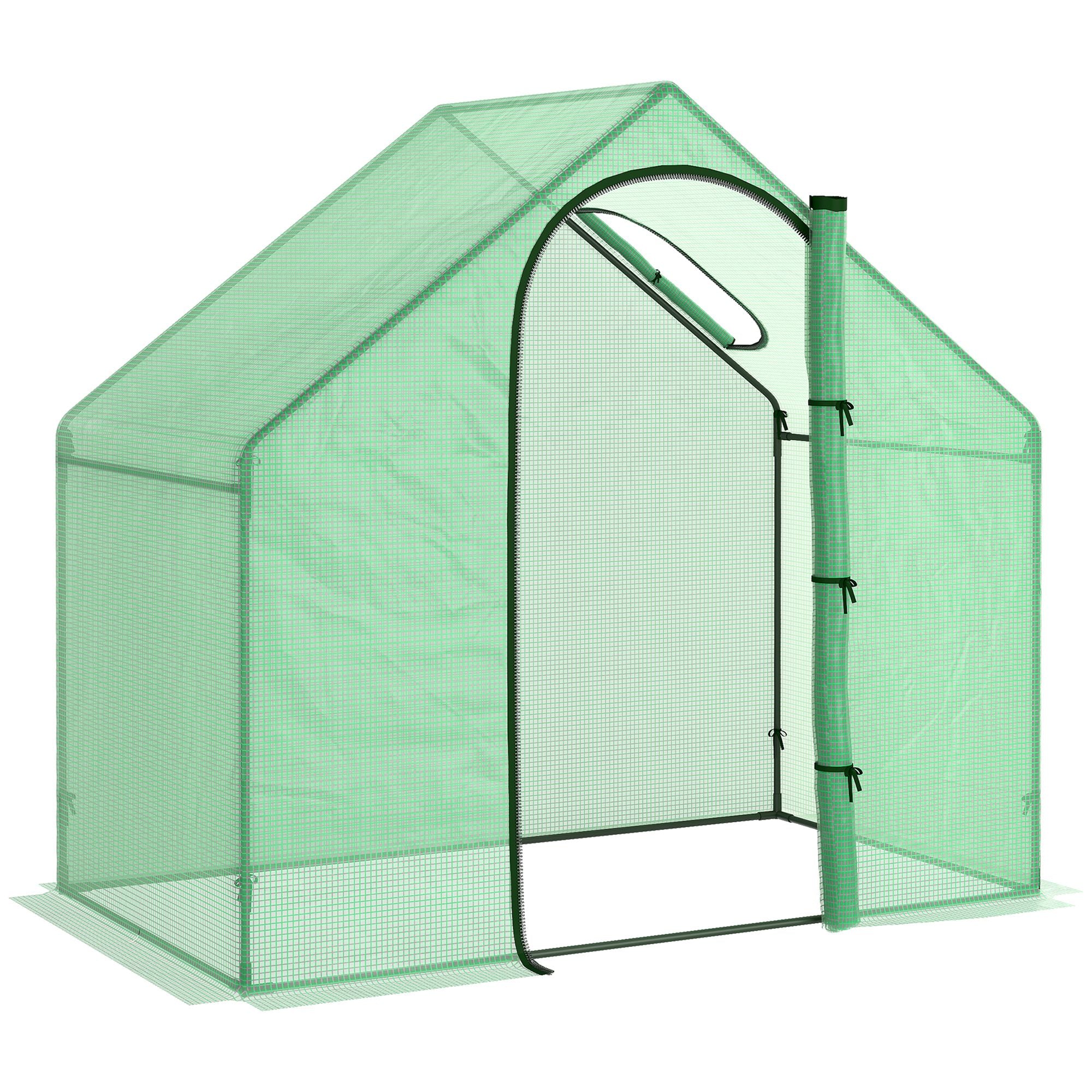 Outsunny Walk-In Portable Greenhouse Mini Grown House Steel Frame Window Green  | TJ Hughes