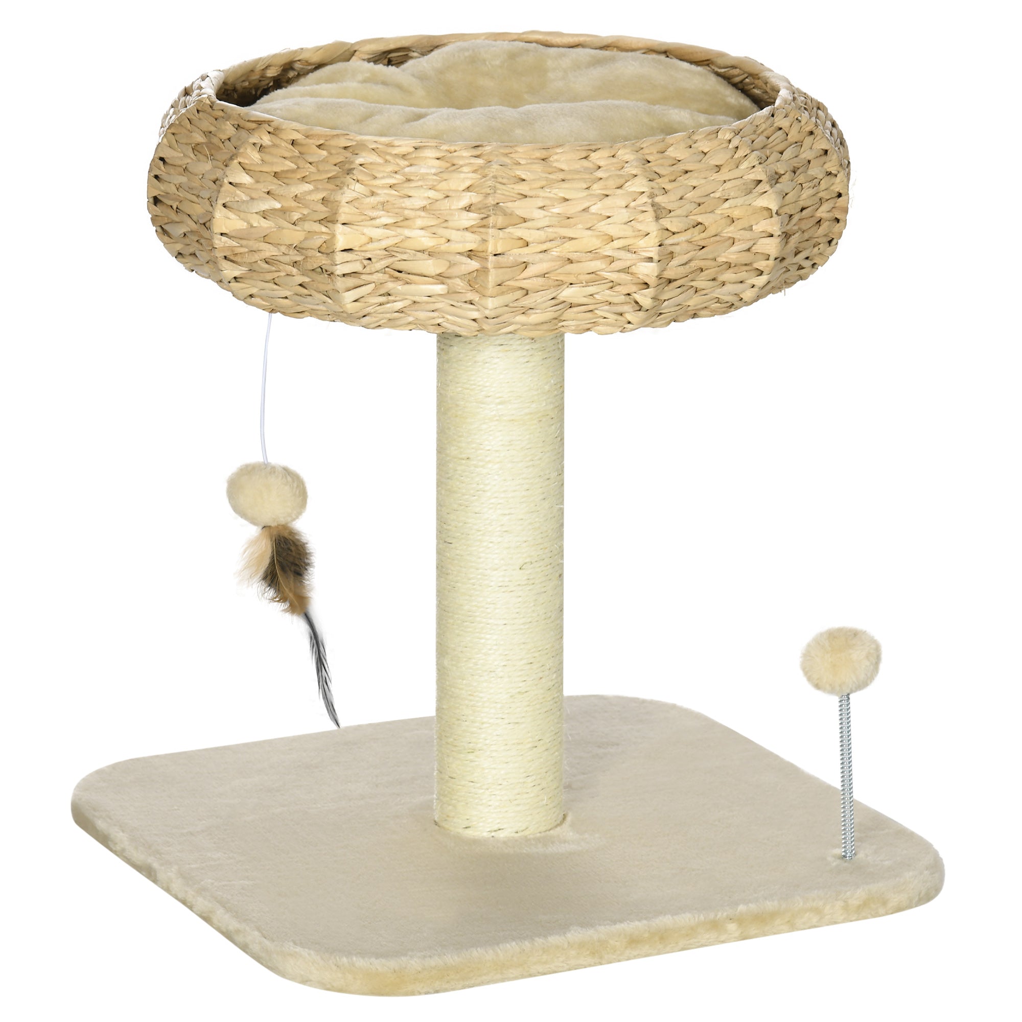 PawHut 51cm Cat Activity Centre w/ Top Bed - Toy Ball - Sisal Scratching Post  | TJ Hughes