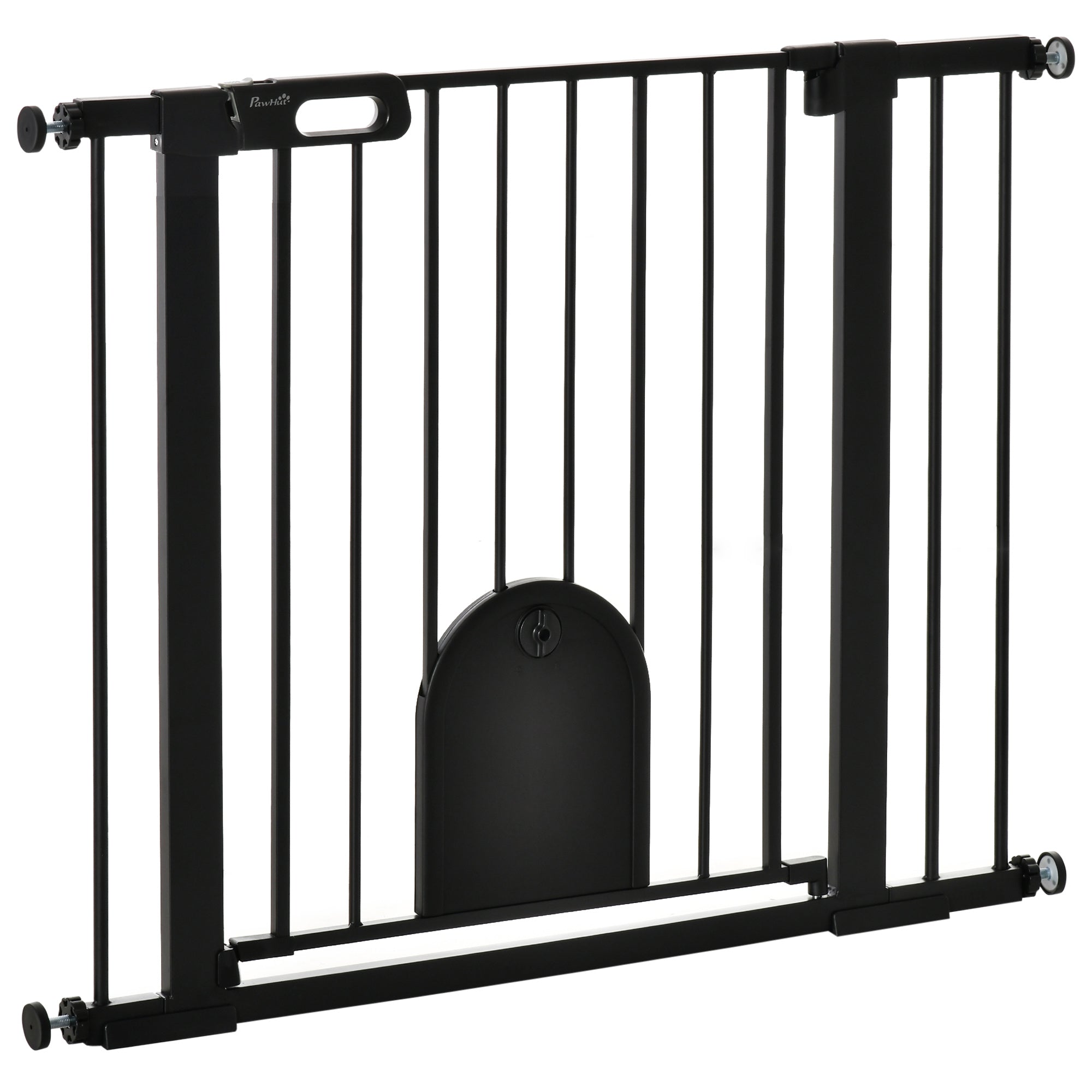 PawHut 75-103 cm Pet Safety Gate Pressure Fit Stair w/ Small Door Double Locking  | TJ Hughes