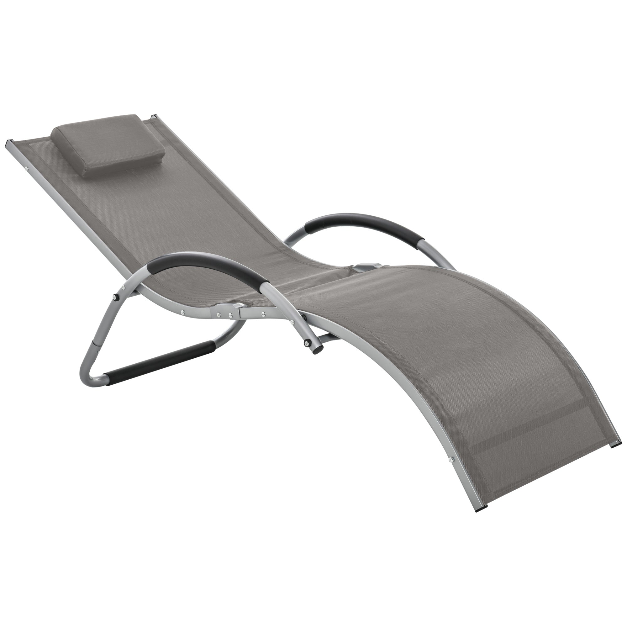 Outsunny Sun Lounge Recliner Lounge Chair Design Ergonomic w/ Pillow Khaki  | TJ Hughes