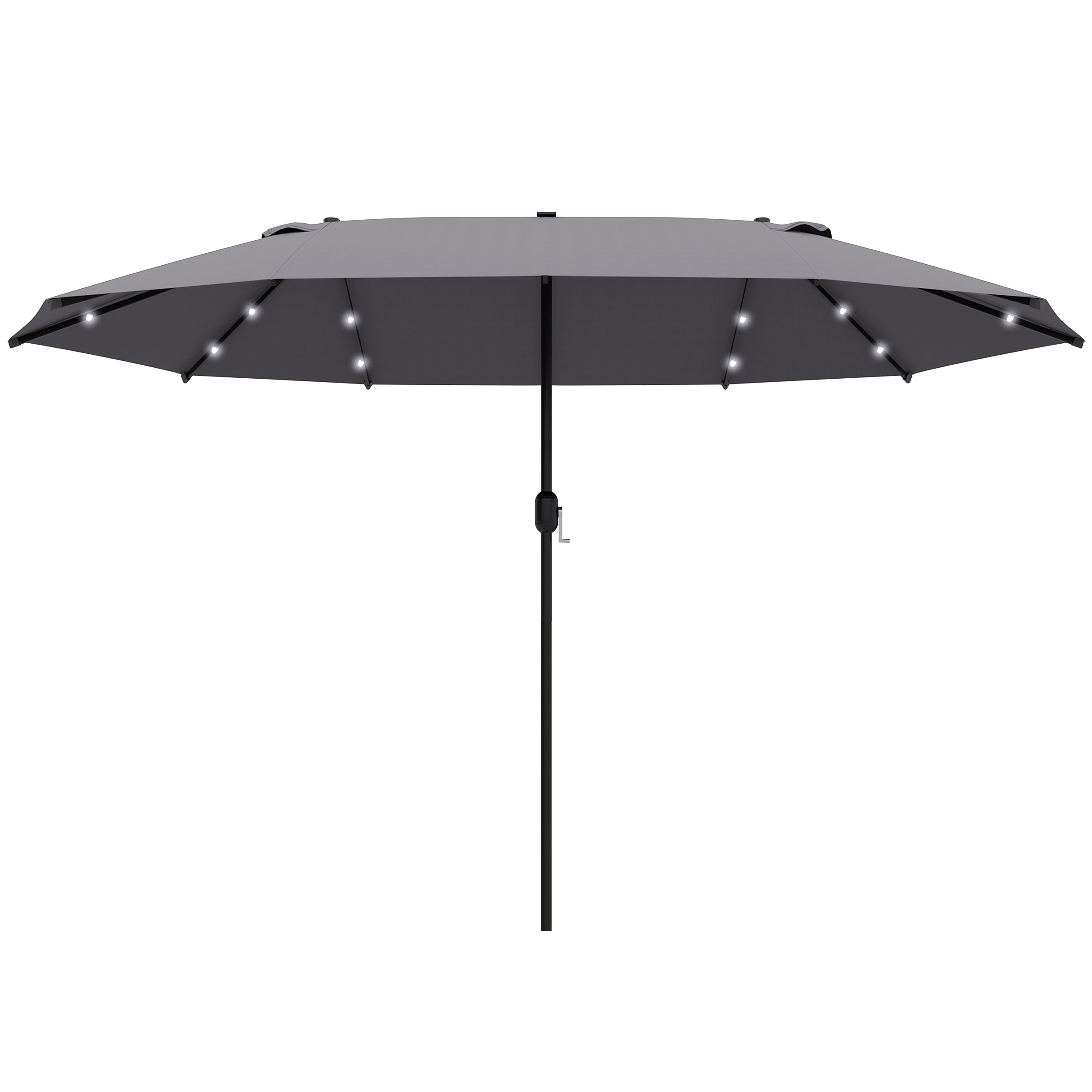Outsunny 4.4m Double-Sided Sun Umbrella Patio Parasol Solar Lights Dark Grey  | TJ Hughes