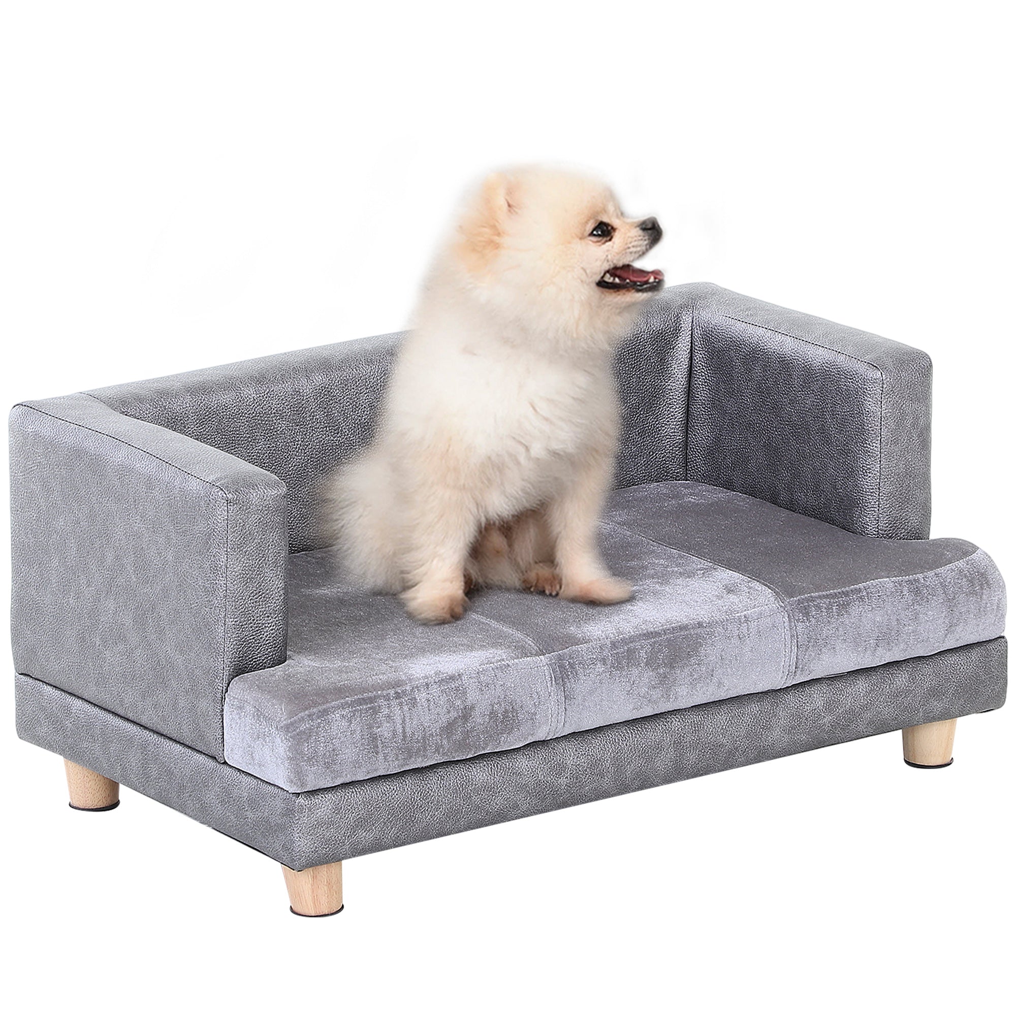 PawHut Dog Sofa Pet Lounge Bed w/ Anti-slip Legs for Small-Sized Dogs - Grey  | TJ Hughes Green