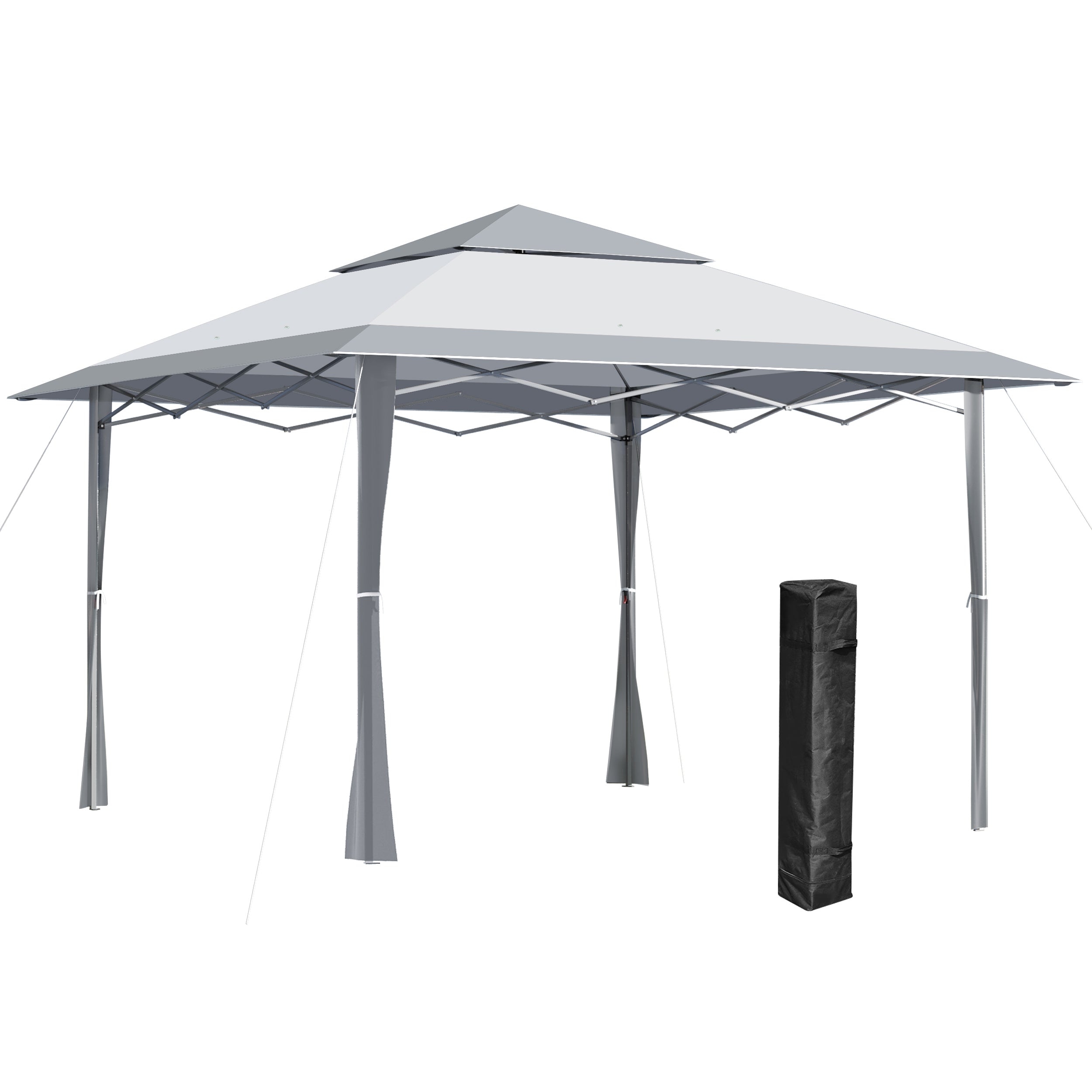 Outsunny 4 x 4m Outdoor Pop-Up Canopy Tent Gazebo Adjustable Legs Bag Grey  | TJ Hughes