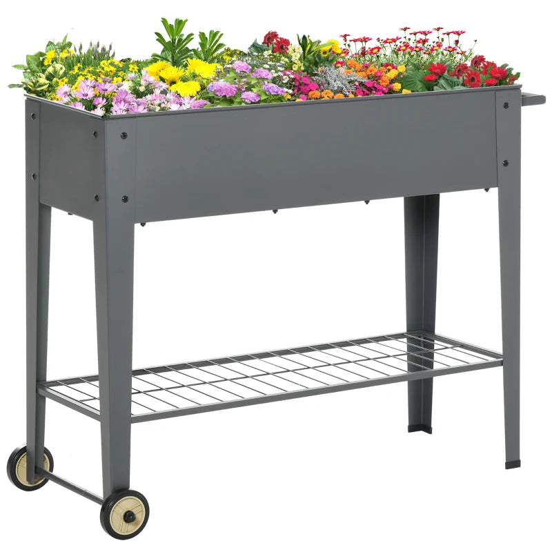 Outsunny Raised Garden Bed with Wheels and Bottom Shelf Outdoor 104 x 39 x 80cm - Oasis Outdoor  | TJ Hughes