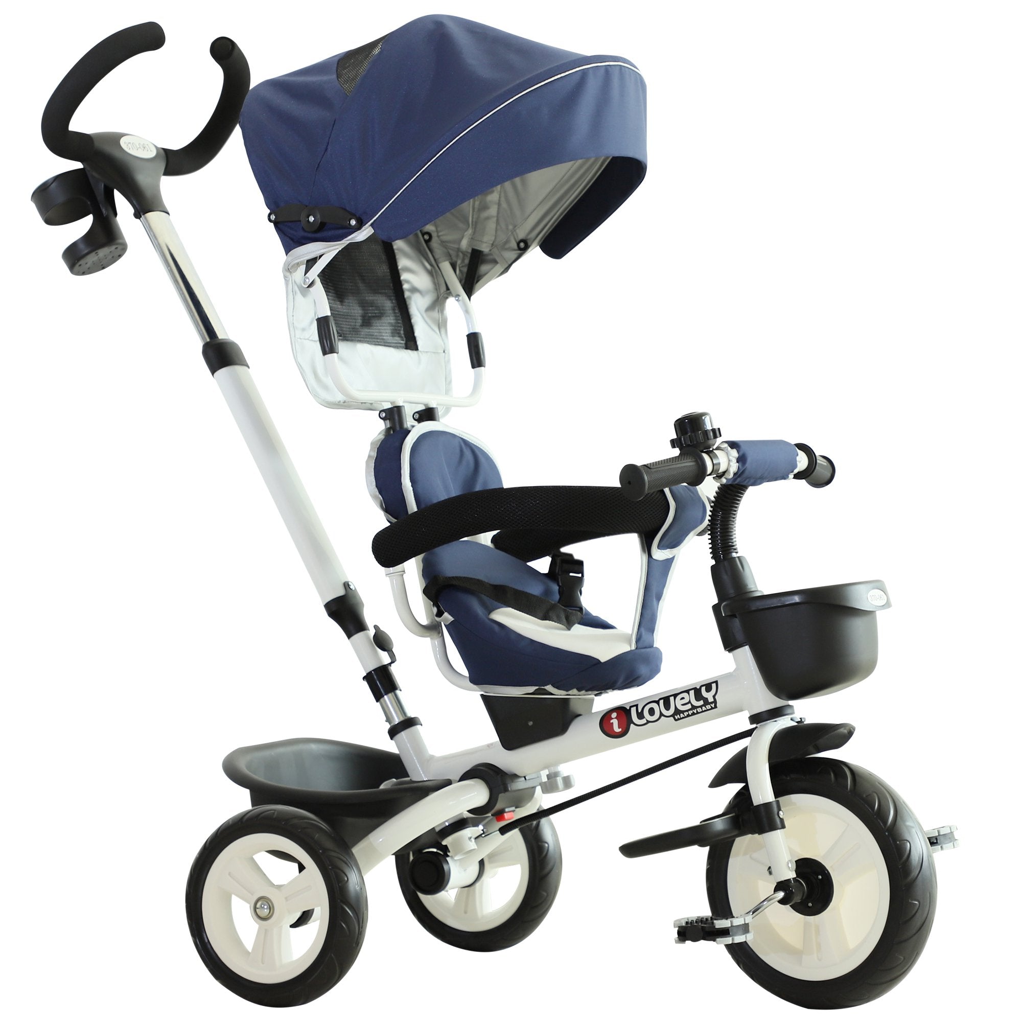 HOMCOM  Baby Tricycle Stroller with Handle- Blue - 102L x 49W x 102H(cm)  | TJ Hughes