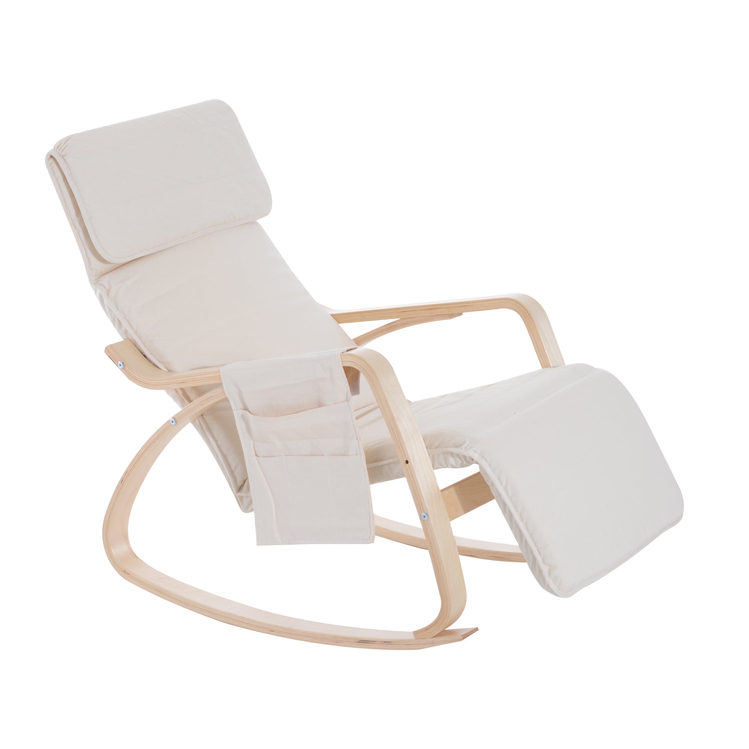 HOMCOM Rocking Chair Recliner Armchair with Adjustable Footrest - Cream White  | TJ Hughes