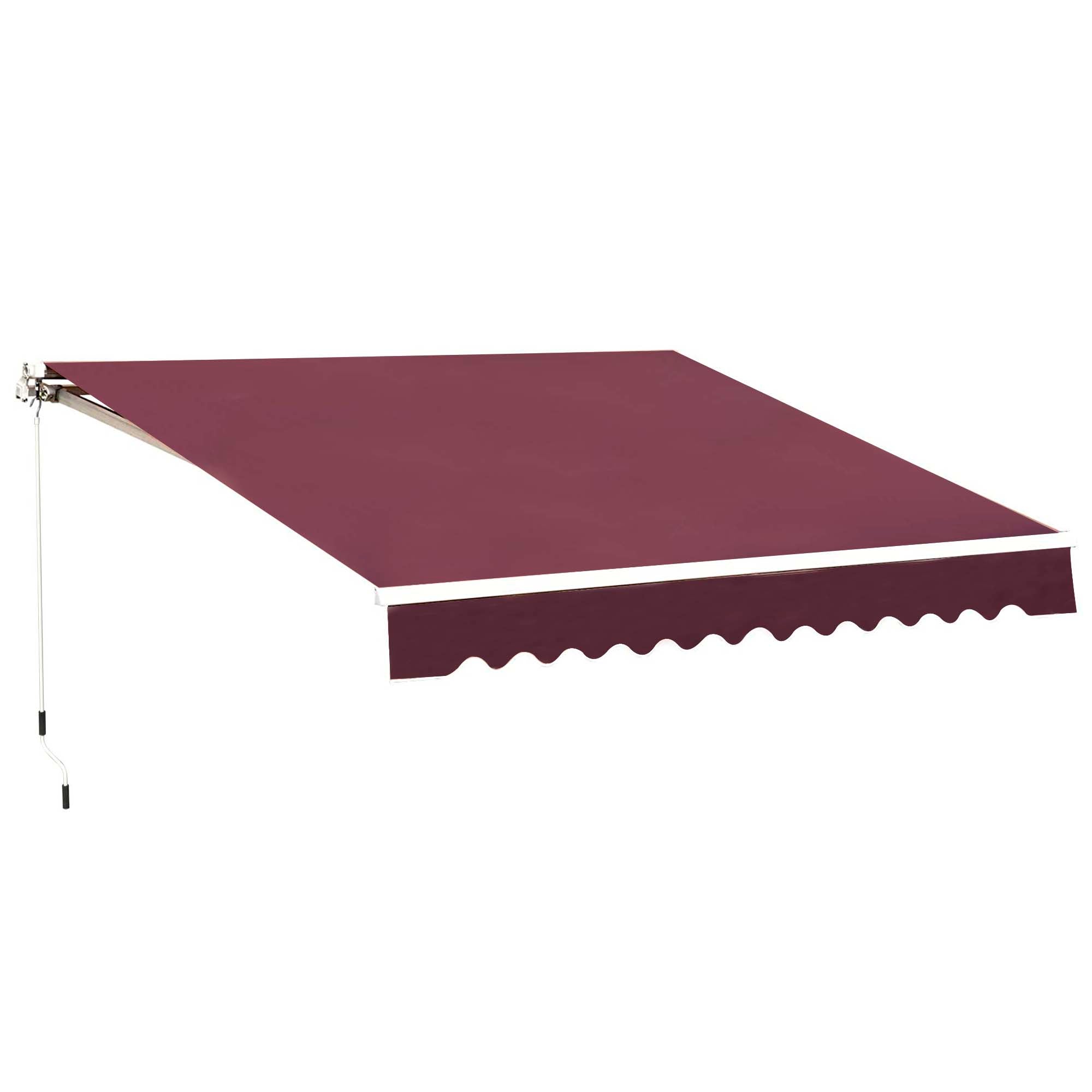 Outsunny Garden Sun Shade Canopy Retractable Awning - 3 x 2.5m - Wine Red  | TJ Hughes