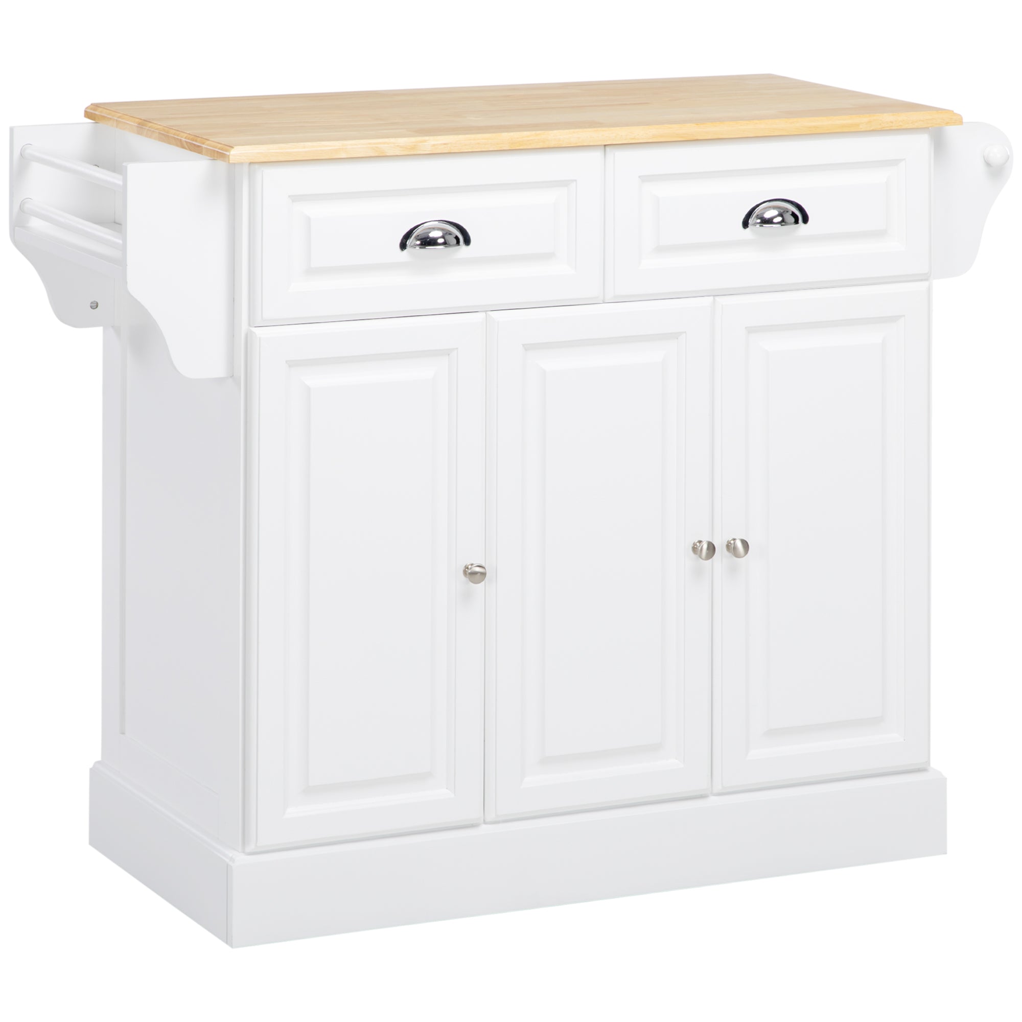 HOMCOM Kitchen Island with Adjustable Shelf Storage Drawers and Cabinets White  | TJ Hughes