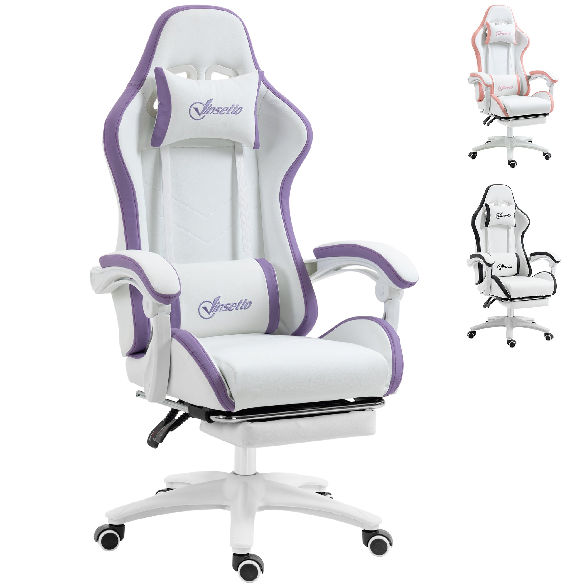 Vinsetto Racing Style Gaming Chair with Reclining Function Footrest - Purple  | TJ Hughes