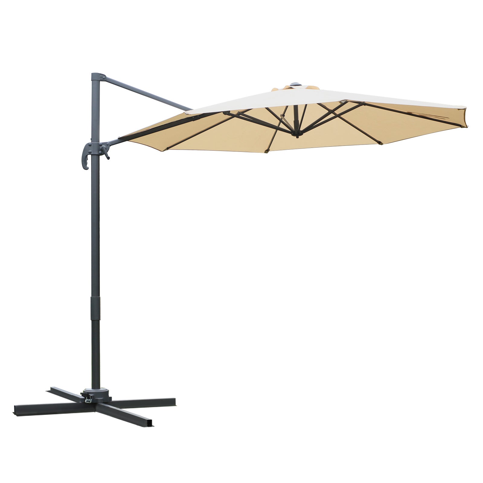 Outsunny 3(m) Garden Banana Parasol Patio Cantilever Hanging Umbrella Beige  | TJ Hughes