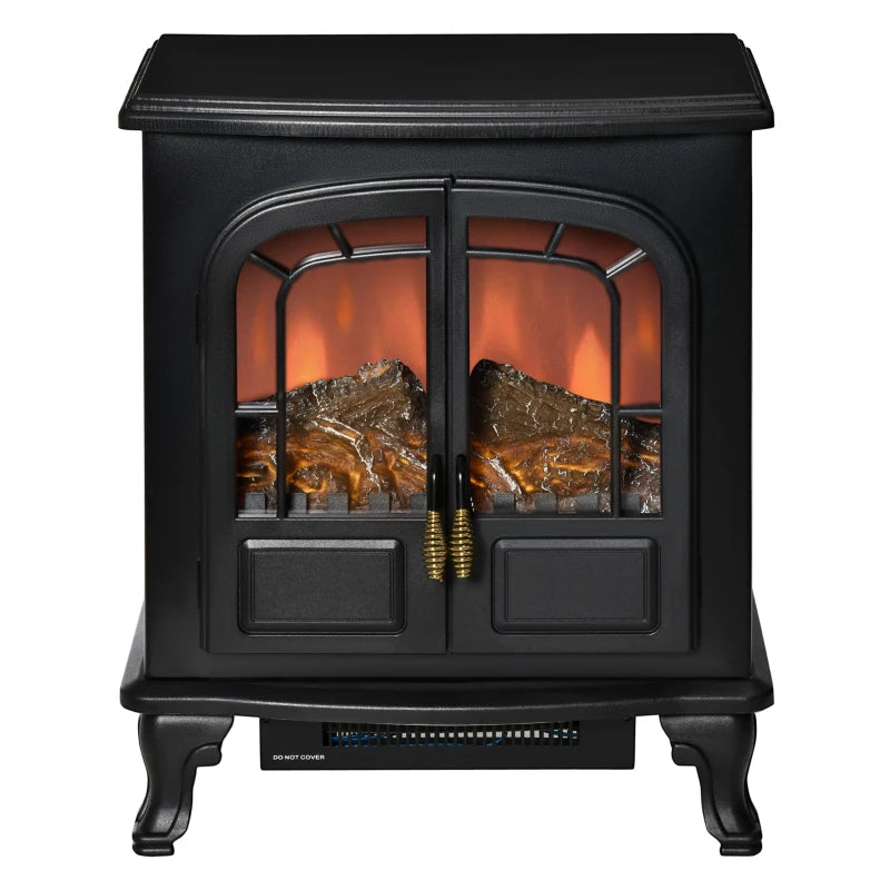 HOMCOM Electric Fireplace Stove Heater with Fire Flame Effect - Black  | TJ Hughes