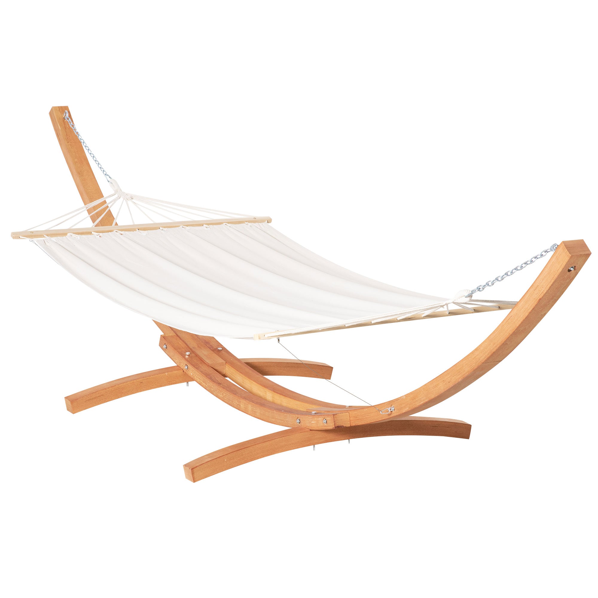 Outsunny Outdoor Garden Hammock Swing Hanging Bed w/Wooden Stand for Patio White  | TJ Hughes