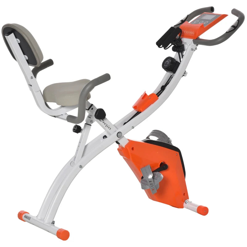 HOMCOM Folding Exercise Bike - White & Orange  | TJ Hughes