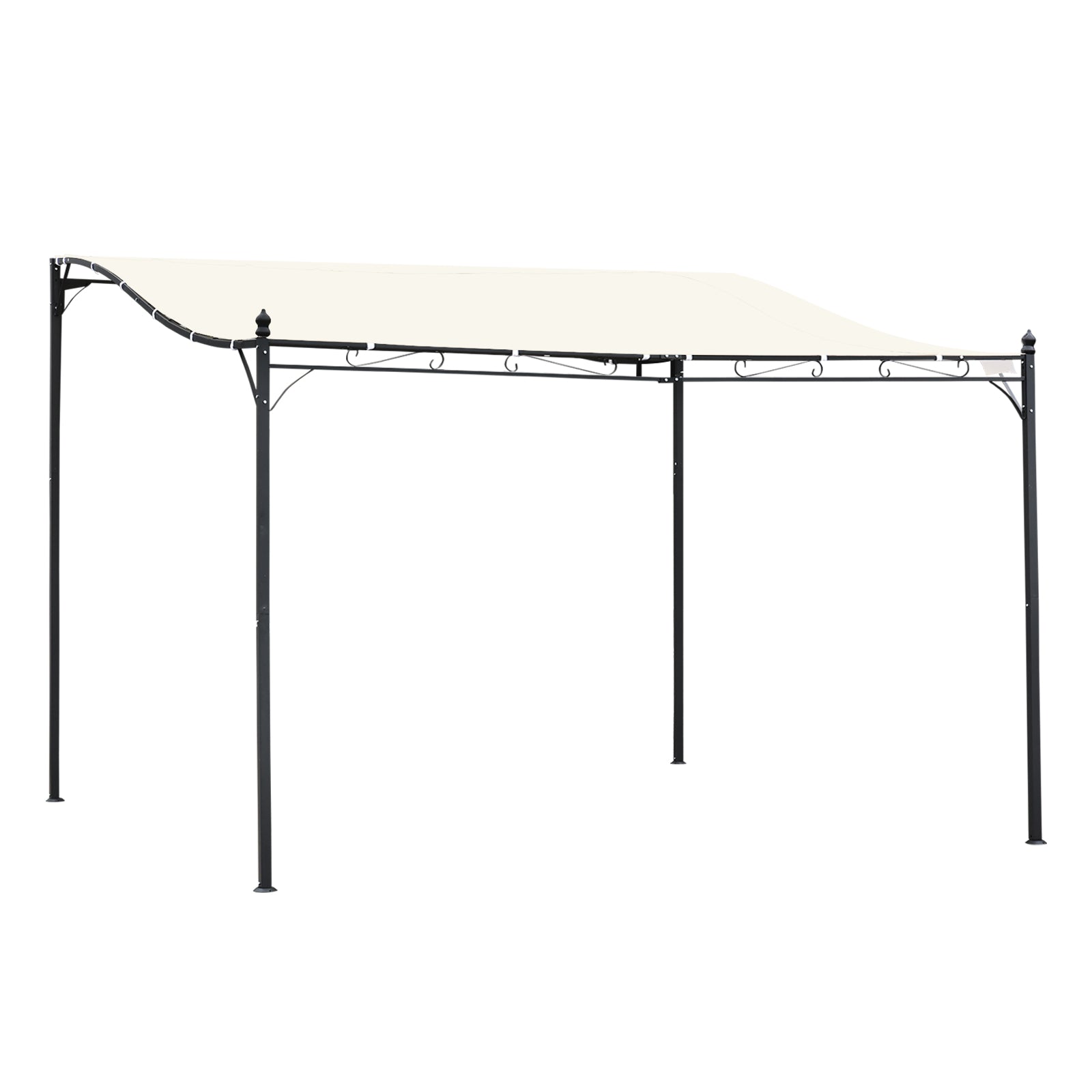 Outsunny 4 x 3M Wall Mounted Awning Free Stand Canopy Shade Porch Pergola Cream  | TJ Hughes