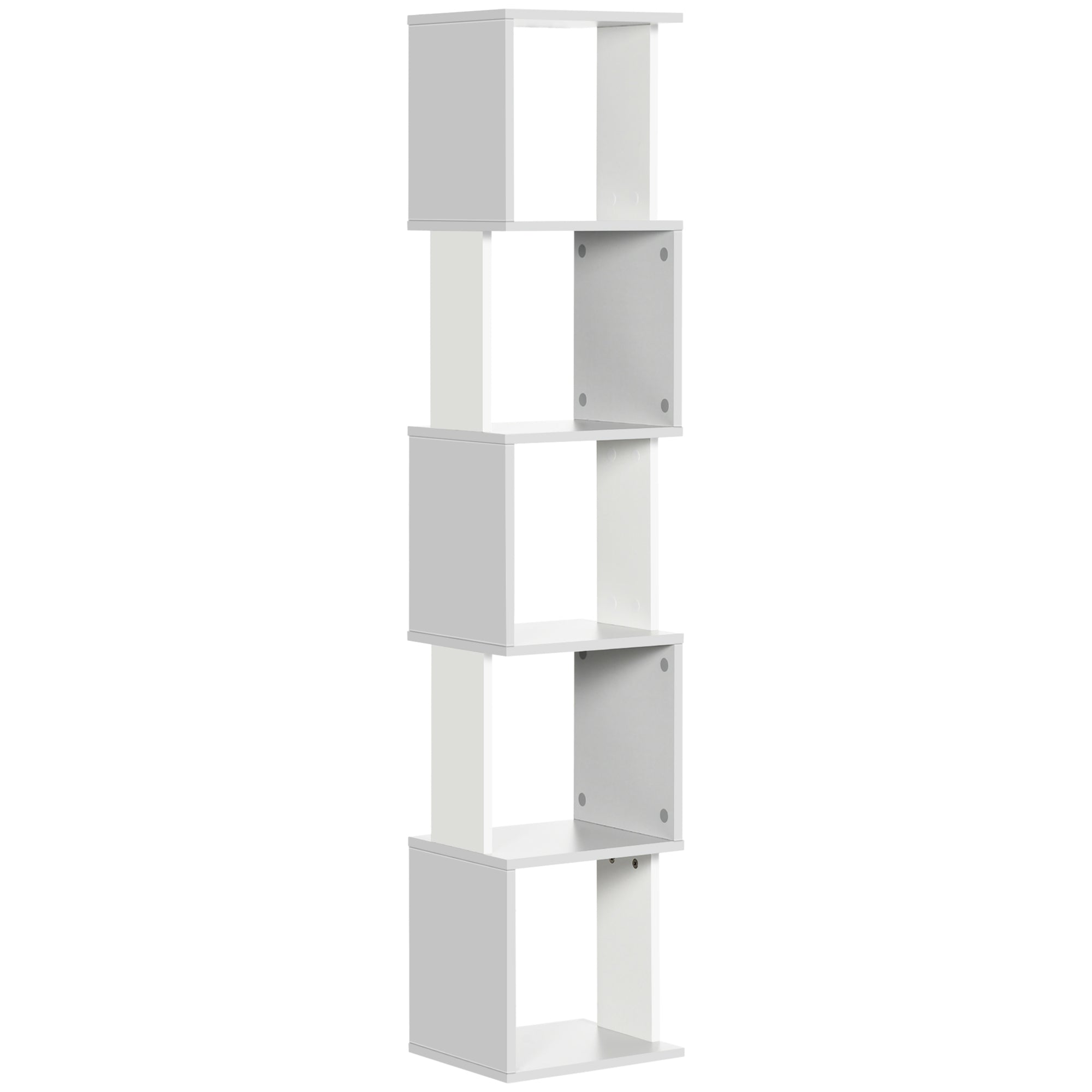 HOMCOM 5-Tier Bookshelf Freestanding Bookcase Storage Shelves Study - Light Grey  | TJ Hughes