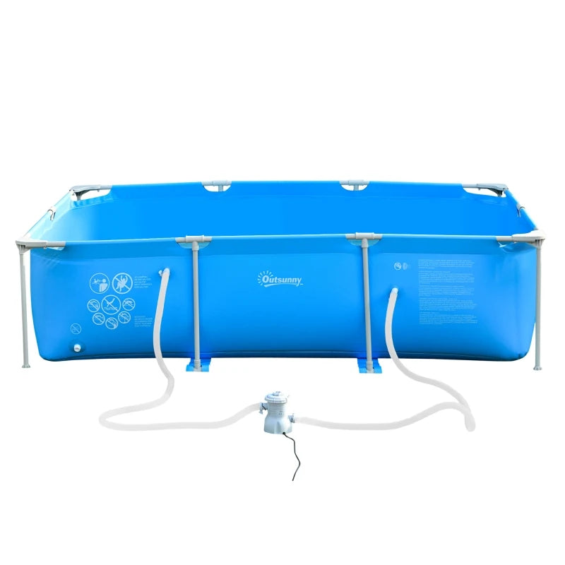 Outsunny Swimming Pool with Steel Frame & Filter 315L x 225W x 75H cm - Blue  | TJ Hughes