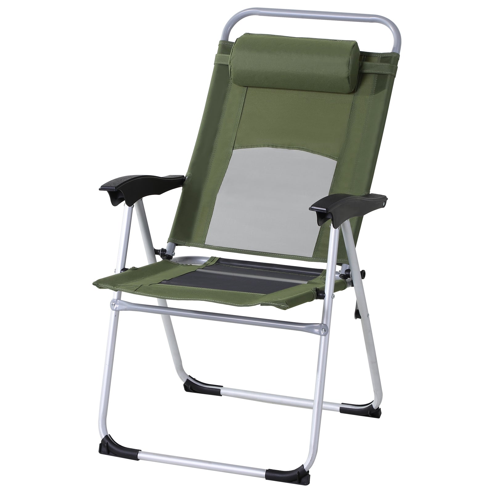 Outsunny Outdoor Garden Folding Chair  Armchair Reclining Seat w/Pillow Green  | TJ Hughes