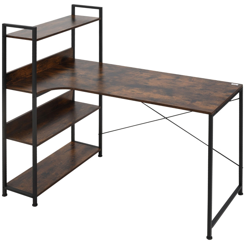 HOMCOM Vintage Computer Desk with Shelves 120cm - Black  | TJ Hughes