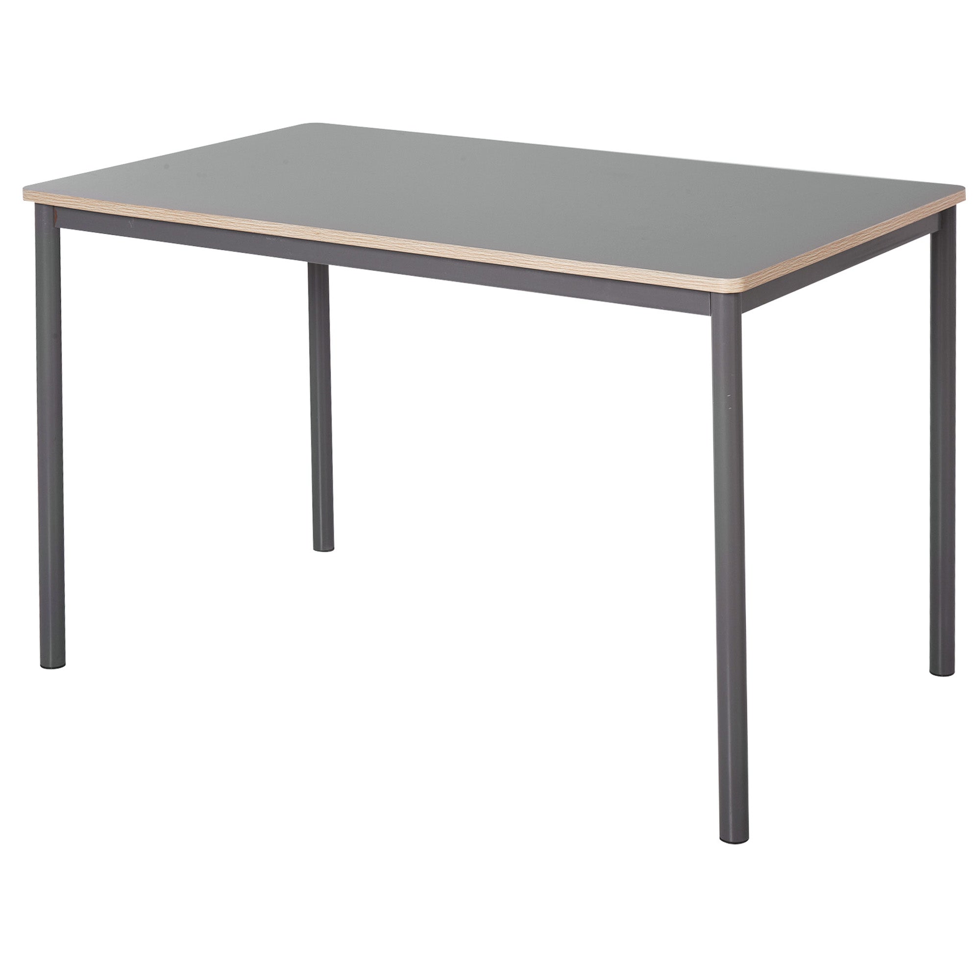 HOMCOM 120cm Minimalistic Dining Table Steel Frame Foot Pads Simple Style Grey  | TJ Hughes