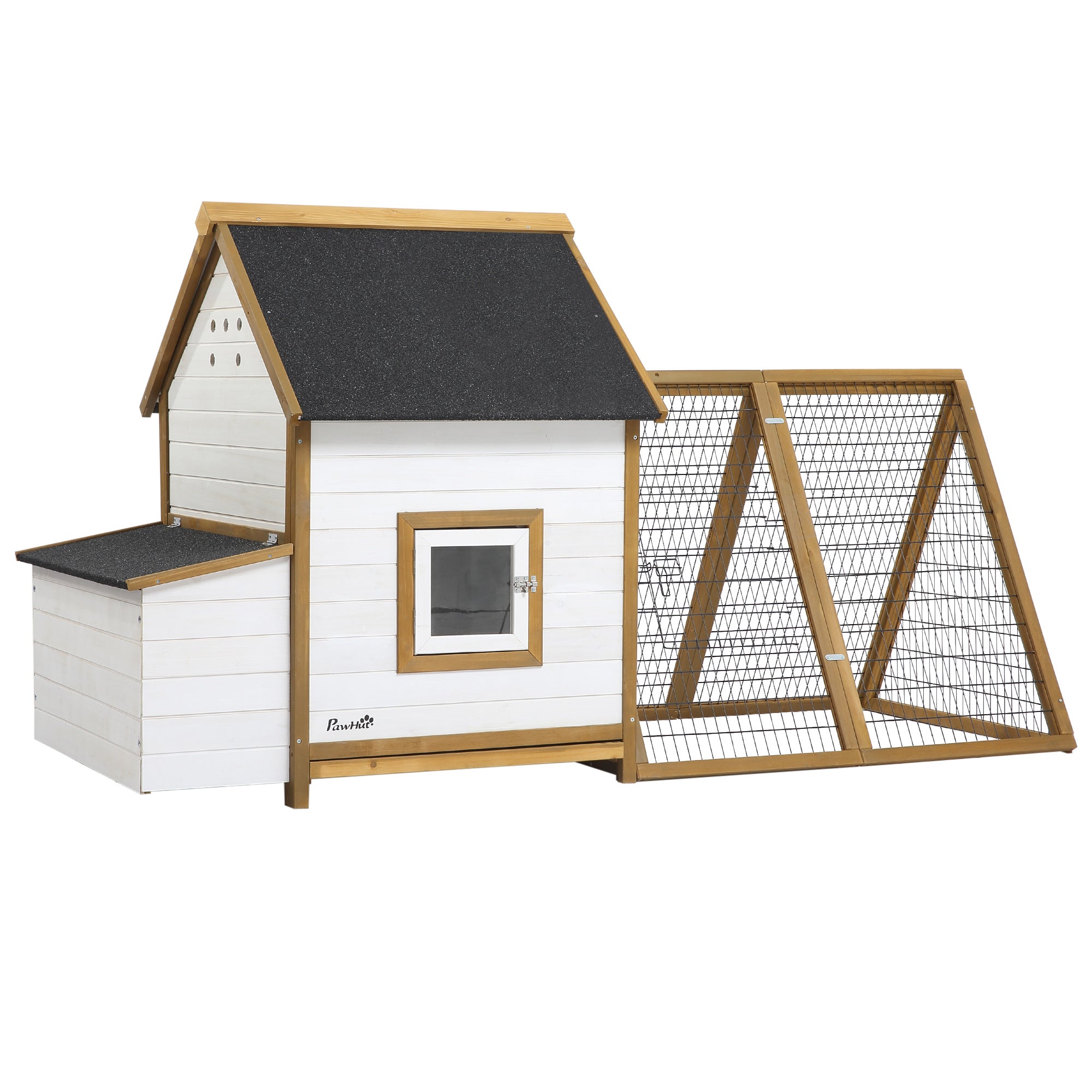 PawHut Chicken Coop Hen House w/ Outdoor Run Nesting Box Removable Tray Window  | TJ Hughes