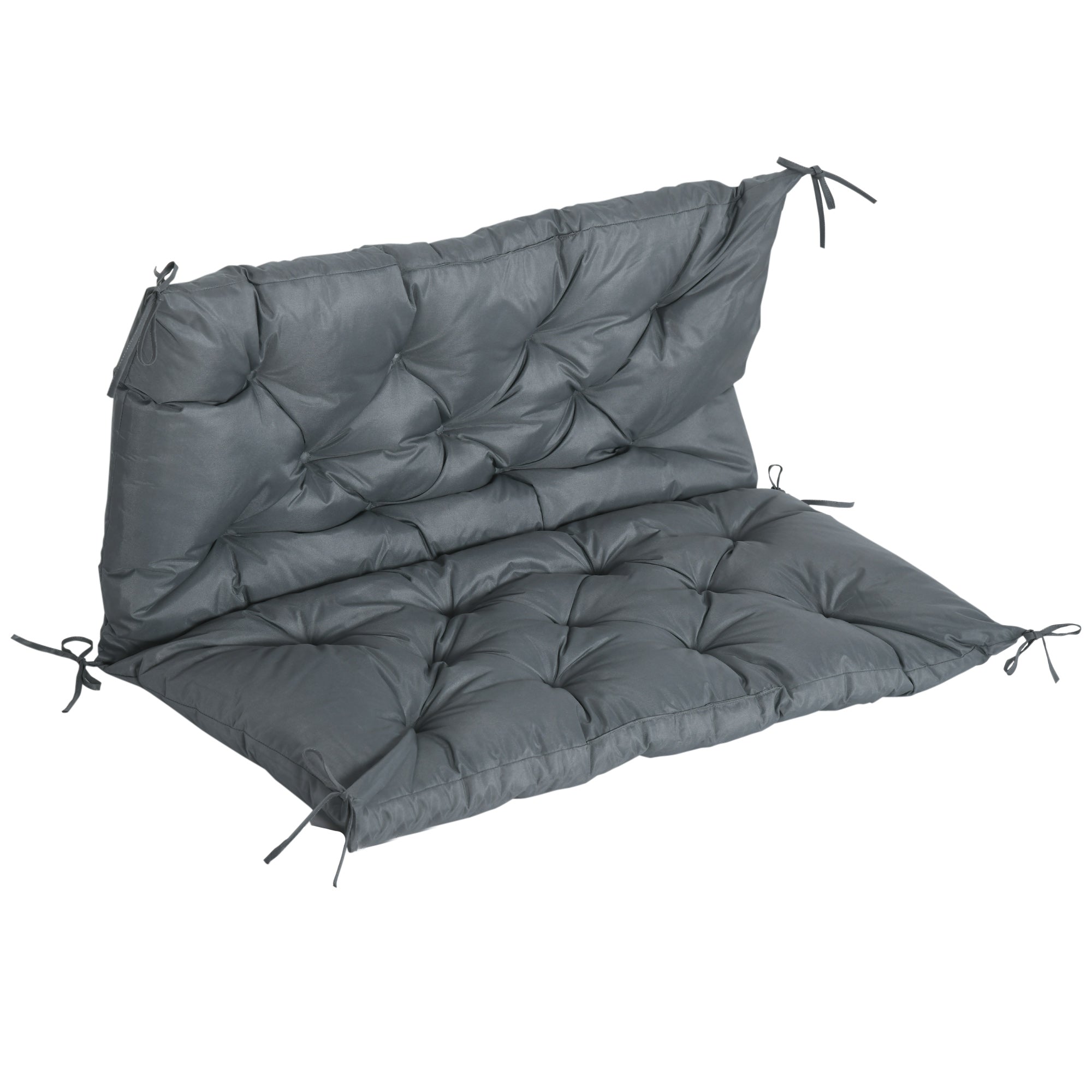 Outsunny 2 Seater Garden Bench Cushion Outdoor Seat Pad with Ties Dark Grey  | TJ Hughes