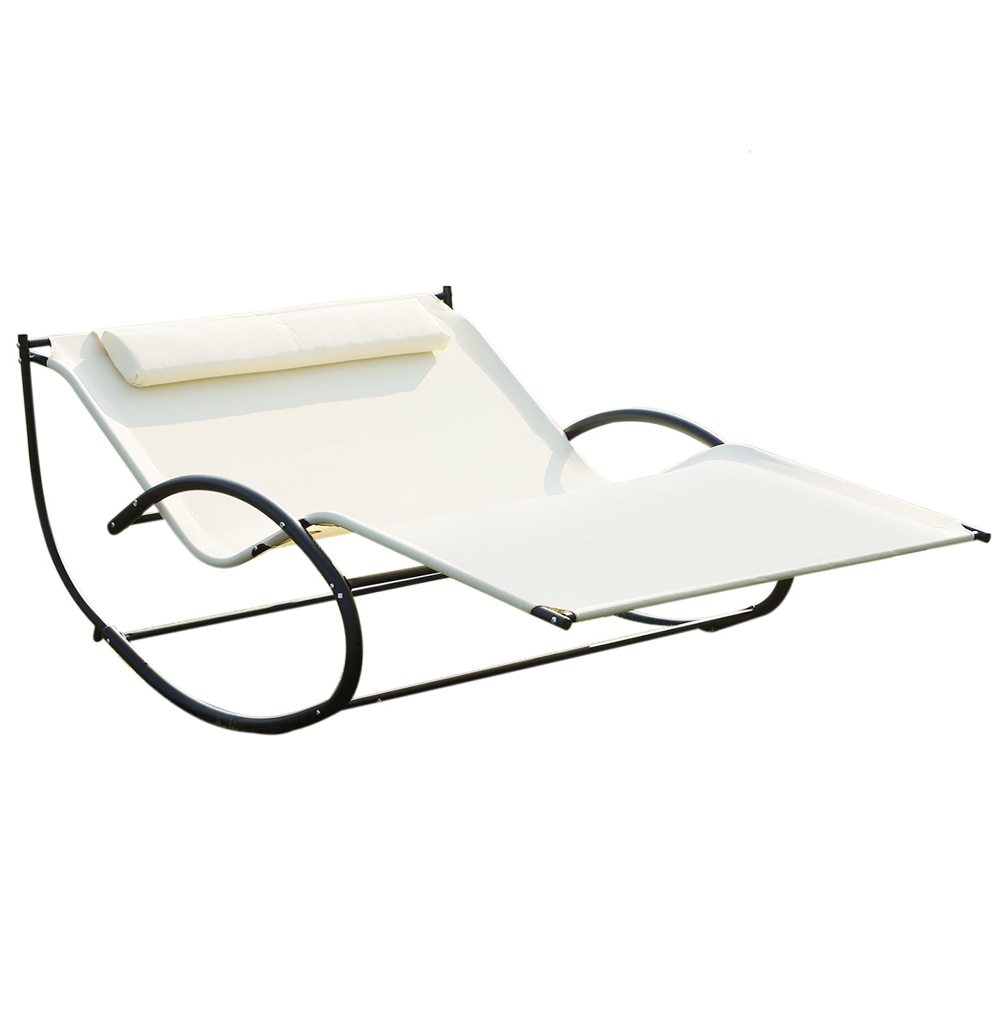 Outsunny Hammock Chair Sun Bed Rock Seat w/ Metal Texteline W/ Pillow Cream  | TJ Hughes