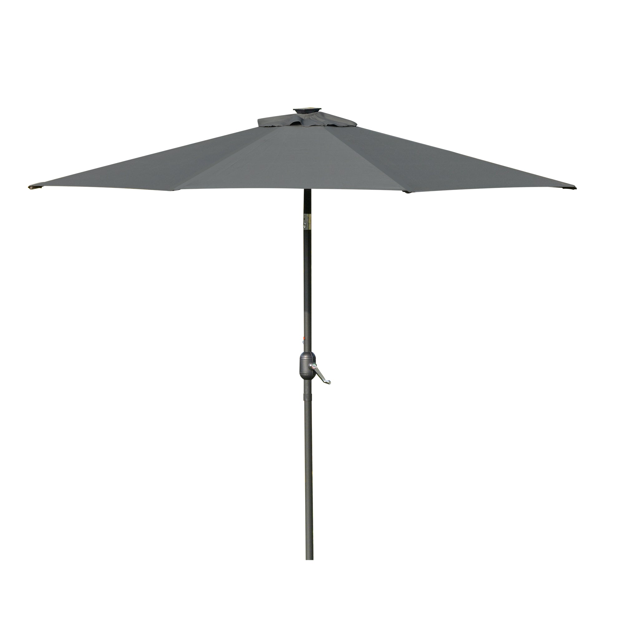 Outsunny 2.7m Patio LED Umbrella with Push Button Tilt/Crank 8 Ribs Grey  | TJ Hughes