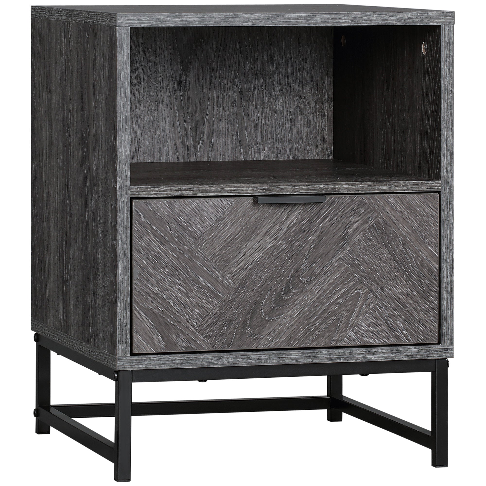 HOMCOM Bedside Table - Sofa Side Table W/ Drawer and Shelf Living Room - Bedroom  | TJ Hughes