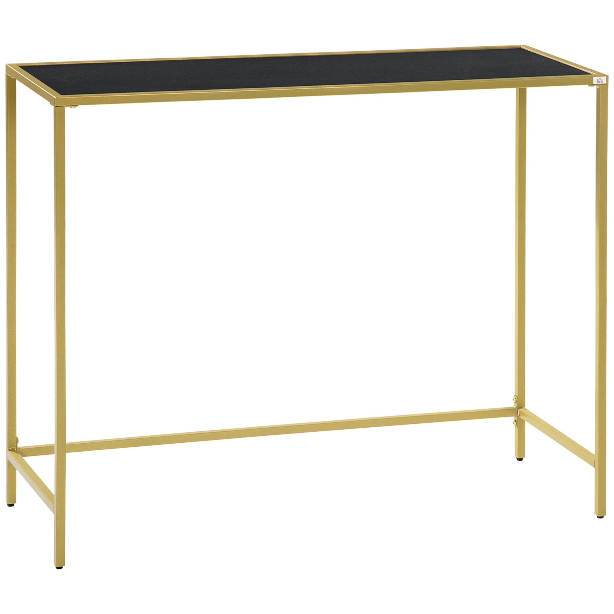 HOMCOM Modern Console Table Tempered Glass Top Sofa Table Steel Frame Black  | TJ Hughes