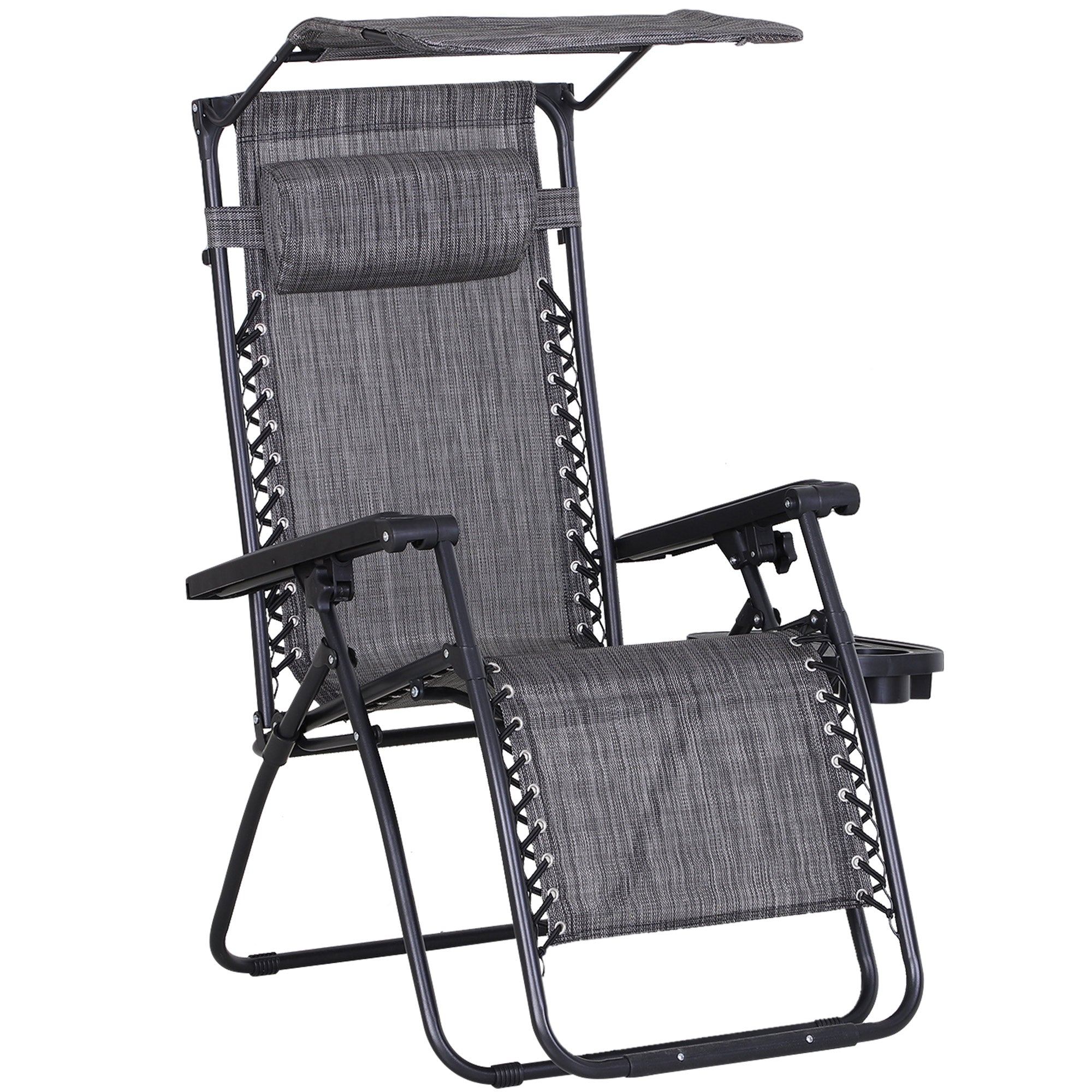 Outsunny Zero Gravity Chair Adjustable Patio Lounge w/ Cup Holder Light Grey  | TJ Hughes