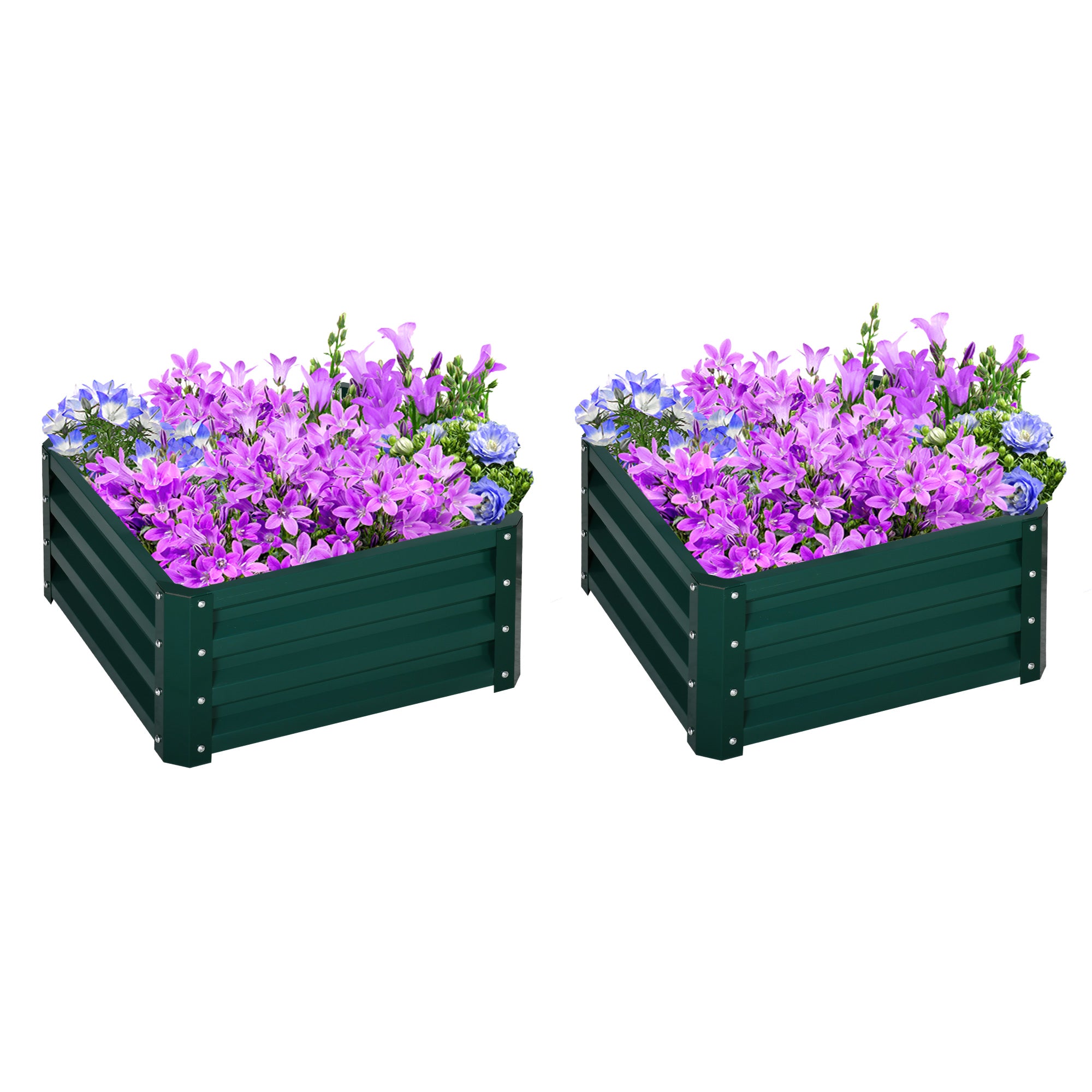 Outsunny Set Of 2 Raised Garden Bed Galvanised Planter Box Easy Setup Green  | TJ Hughes