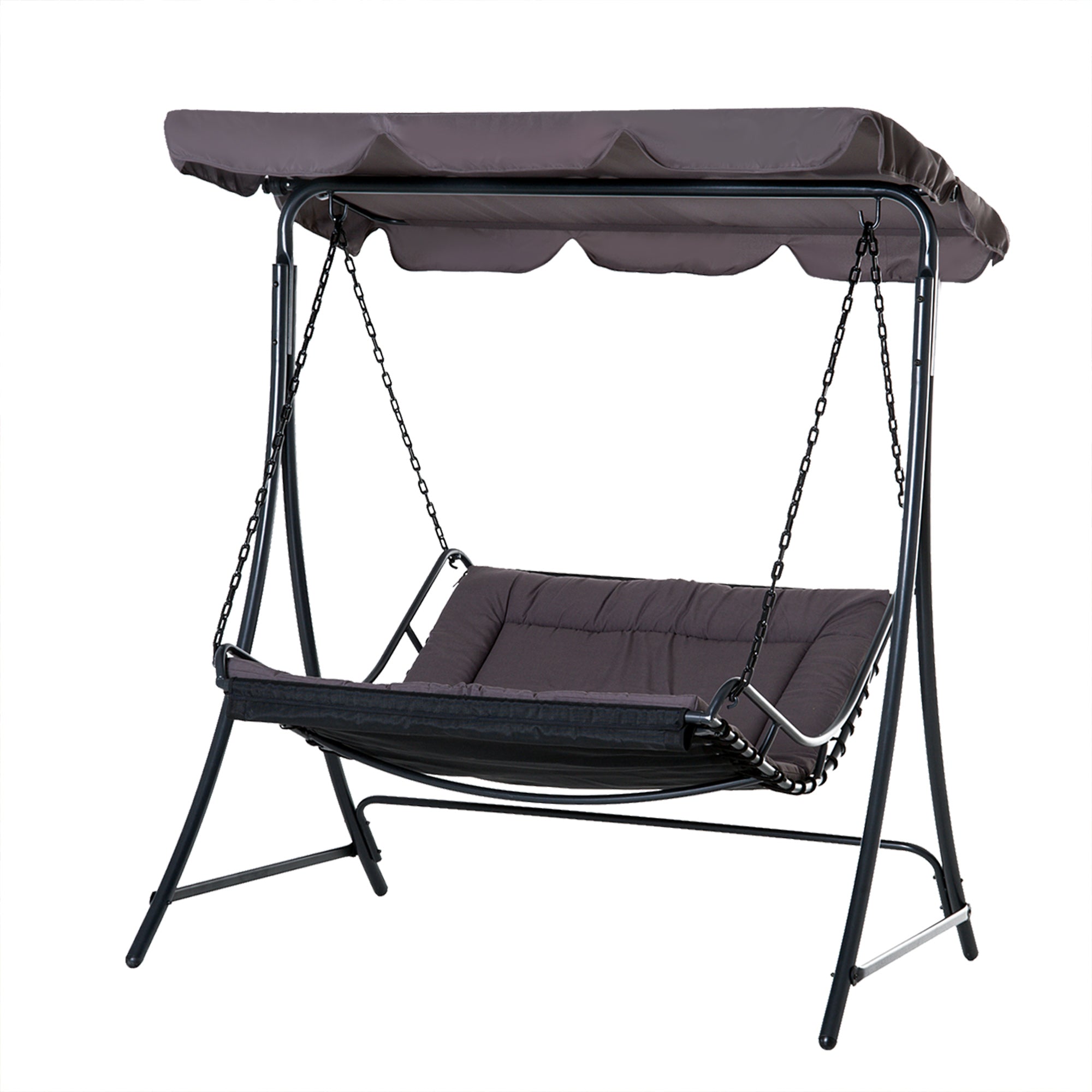 Outsunny 2 Seater Canopy Swing Chair Garden Hammock Bench Outdoor Lounger Grey  | TJ Hughes