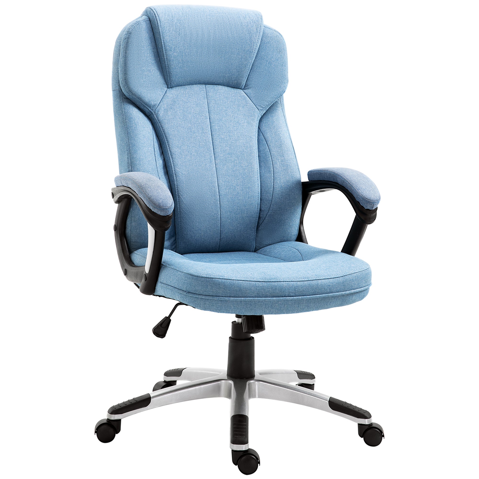 Vinsetto Linen Executive Office Chair Height Adjustable Swivel Chair - Blue  | TJ Hughes