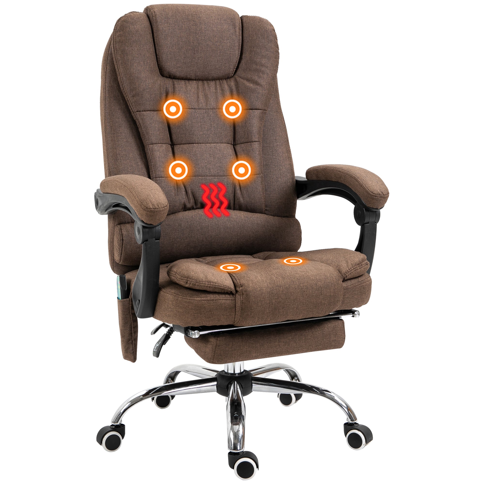 Vinsetto Ergonomic Heated 6 Points Vibration Massage Office Chair Brown  | TJ Hughes