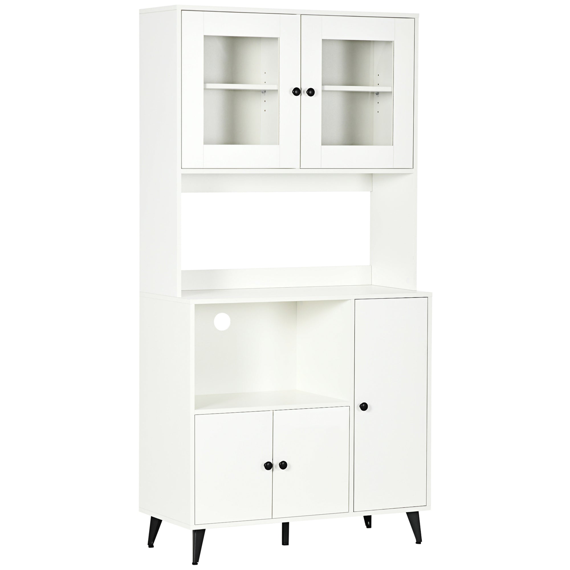 HOMCOM Freestanding Kitchen Storage Cabinet Cupboards Adjustable Shelves White  | TJ Hughes