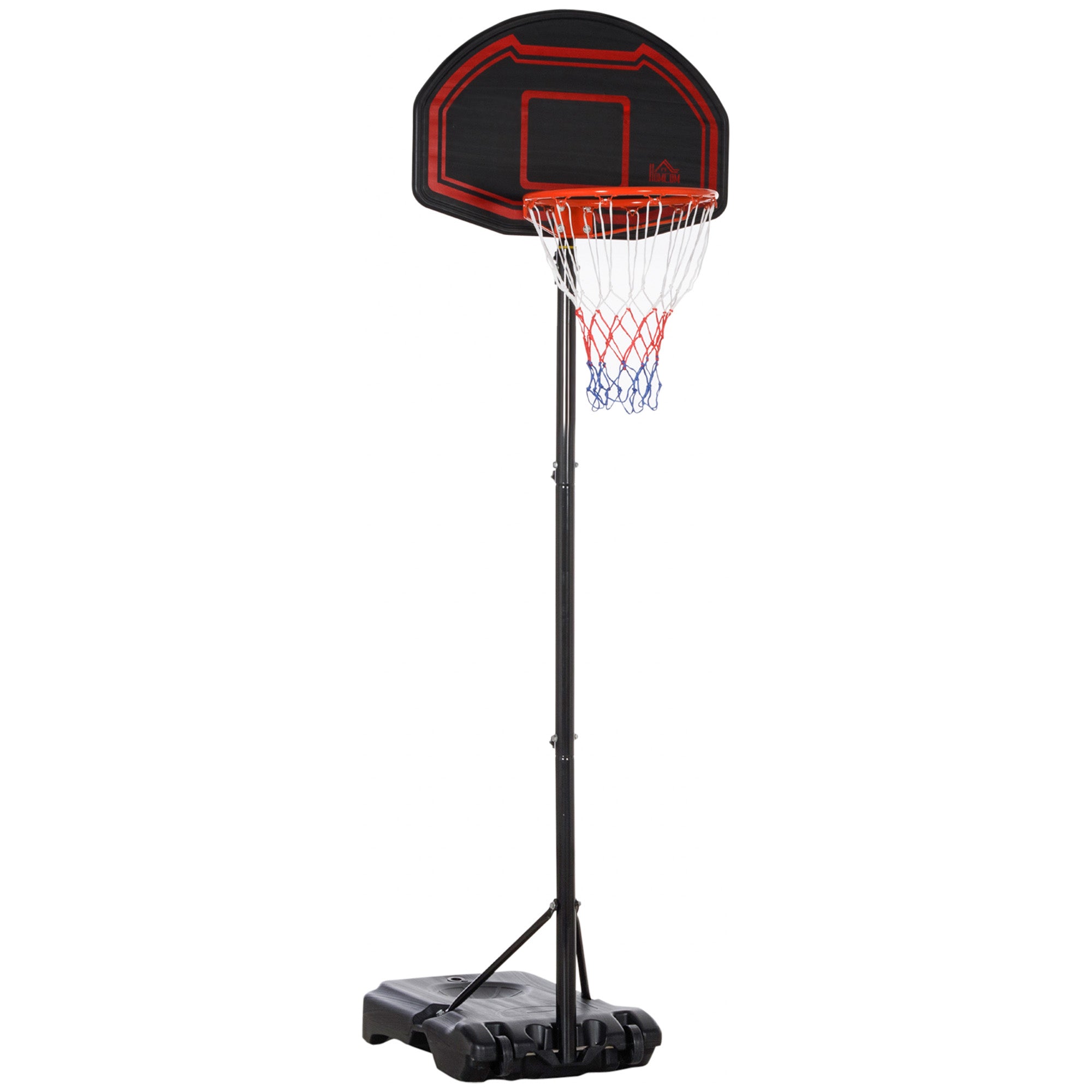 HOMCOM Outdoor Adjustable Basketball Hoop Stand w/ Wheels and Stable Base Black  | TJ Hughes
