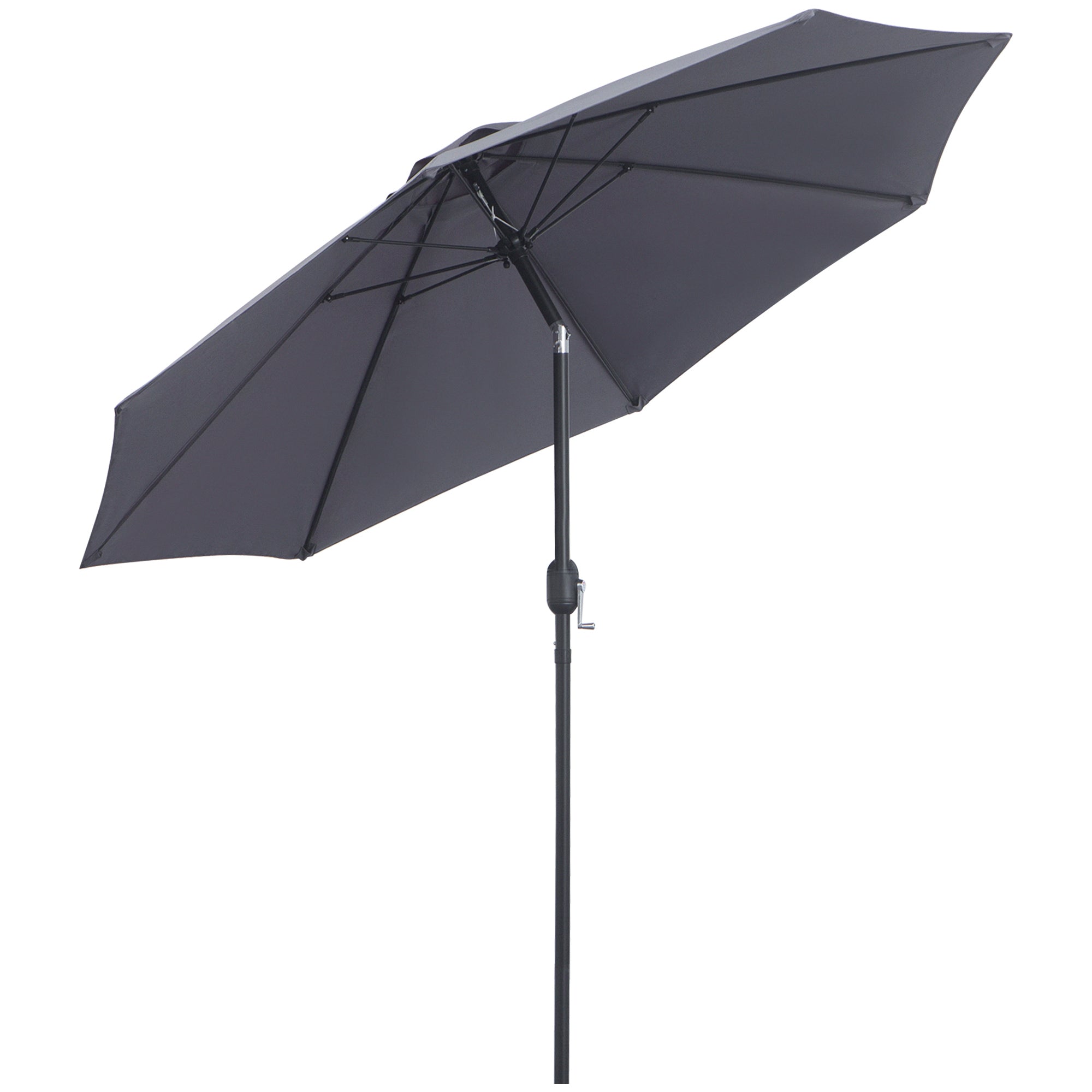 Outsunny 2.7M Patio Umbrella Outdoor Sunshade Canopy w/ Tilt and Crank Grey  | TJ Hughes