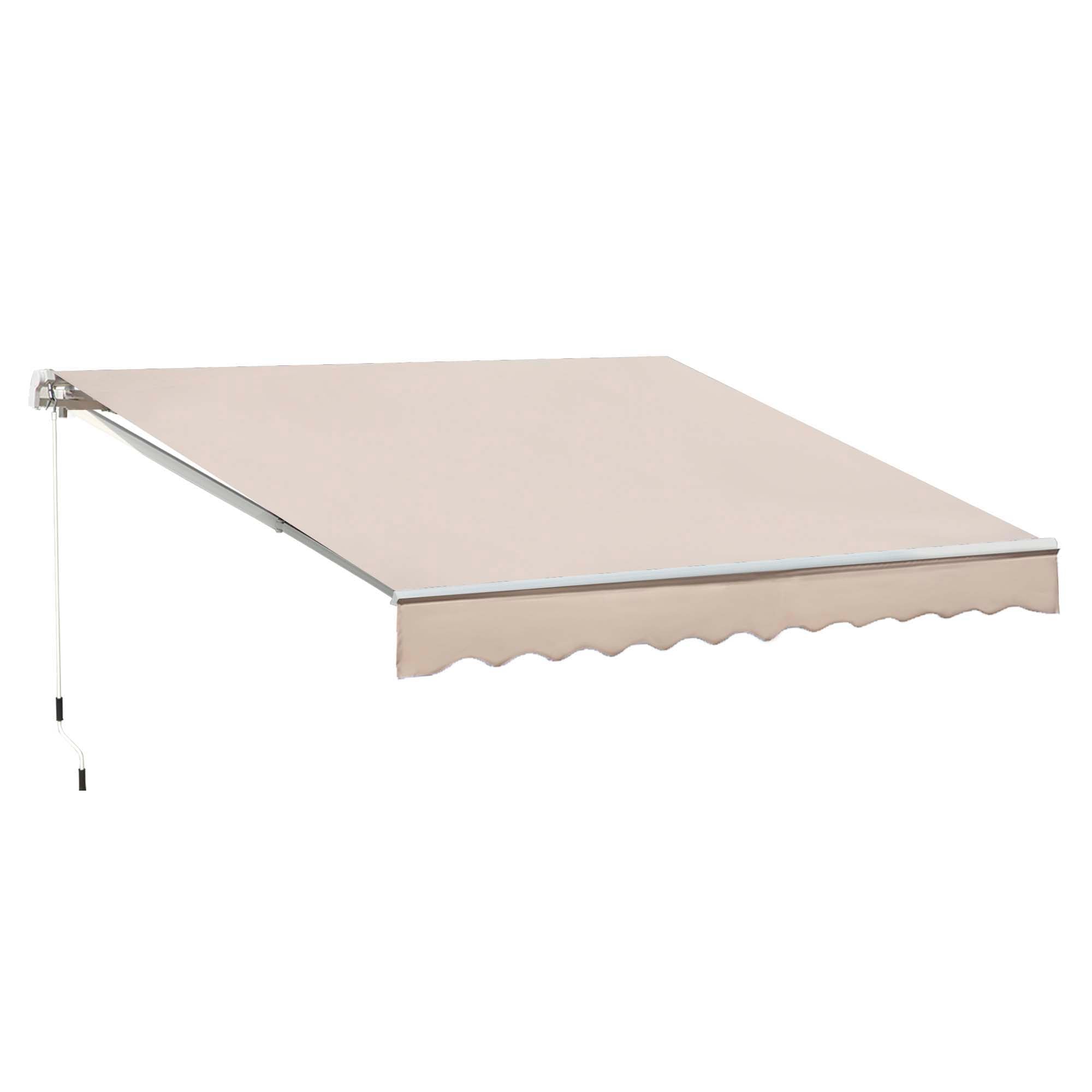 Outsunny Garden Sun Shade Canopy Retractable Awning - 3 x 2.5m - Cream White  | TJ Hughes