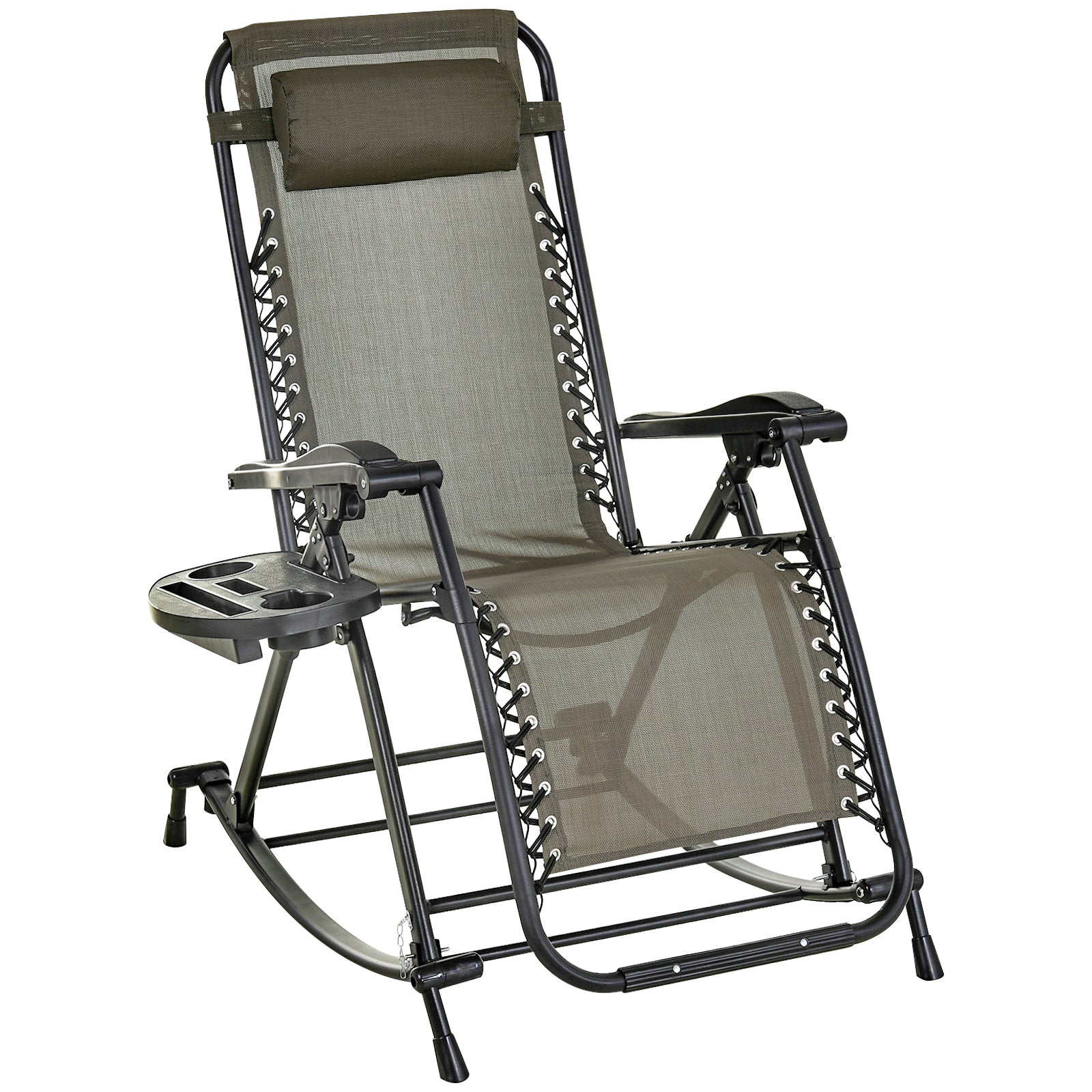 Outsunny Folding Recliner Chair Outdoor Lounge Rocker Zero-Gravity Seat Grey  | TJ Hughes