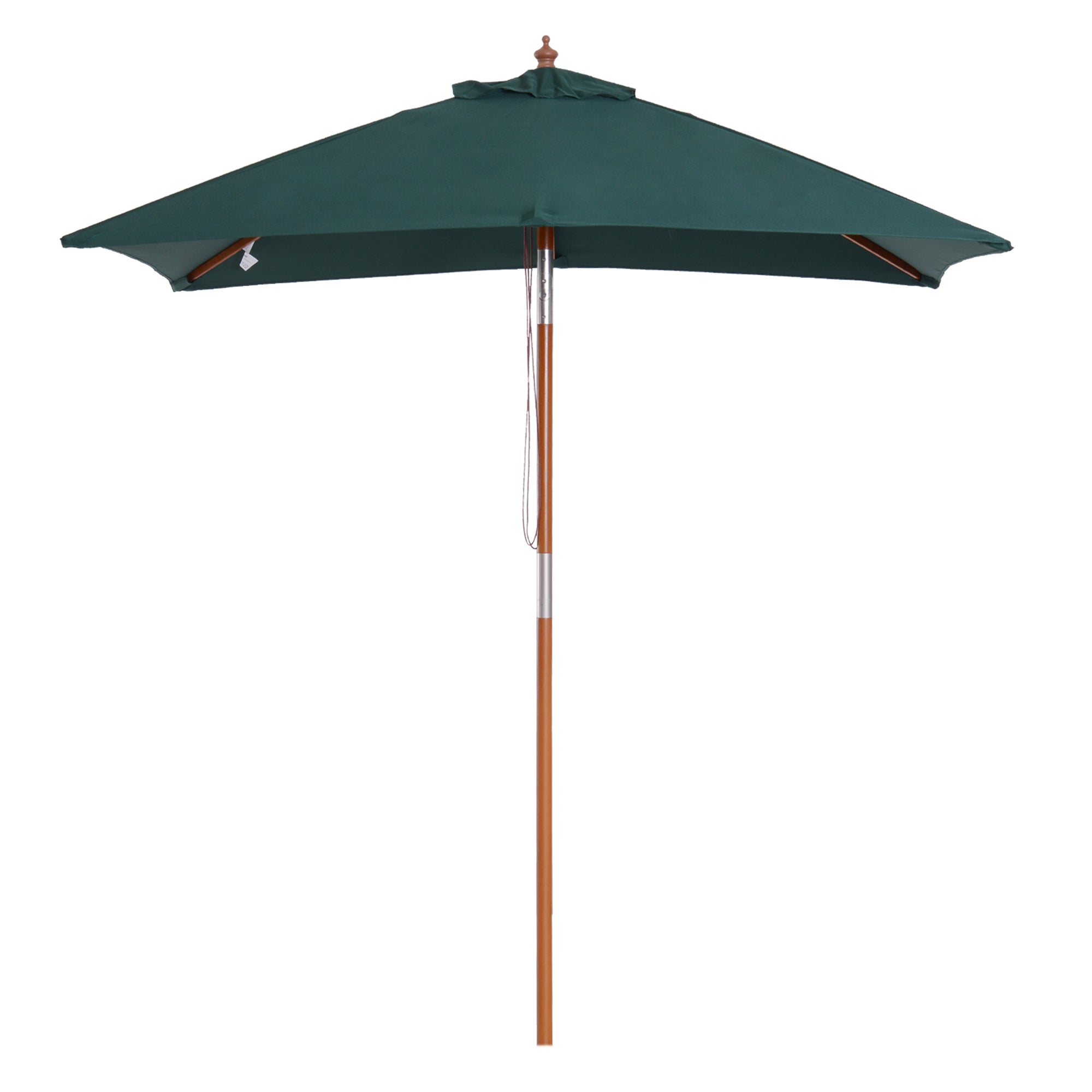 Outsunny Wooden Patio Umbrella Market Parasol Outdoor Sunshade 6 Ribs Green  | TJ Hughes