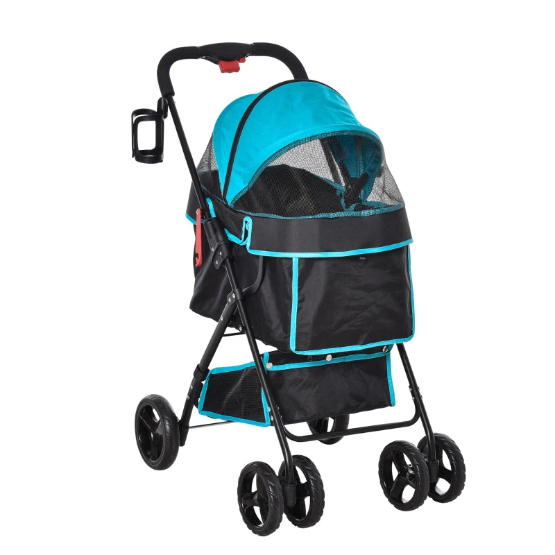 PawHut Pet Stroller with  Adjustable Canopy Removable Cloth - Blue  | TJ Hughes